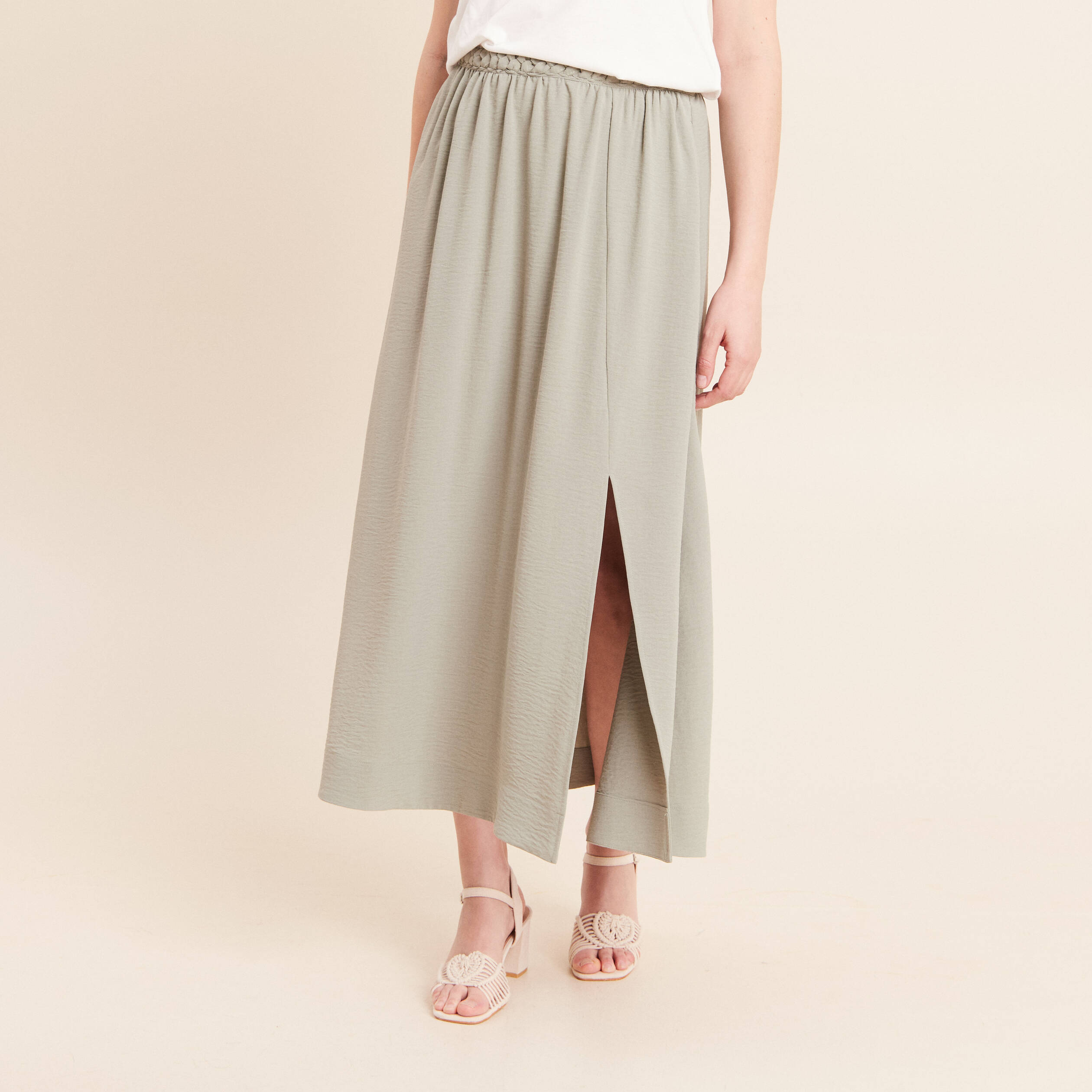 Jupe avec tresse vert clair femme