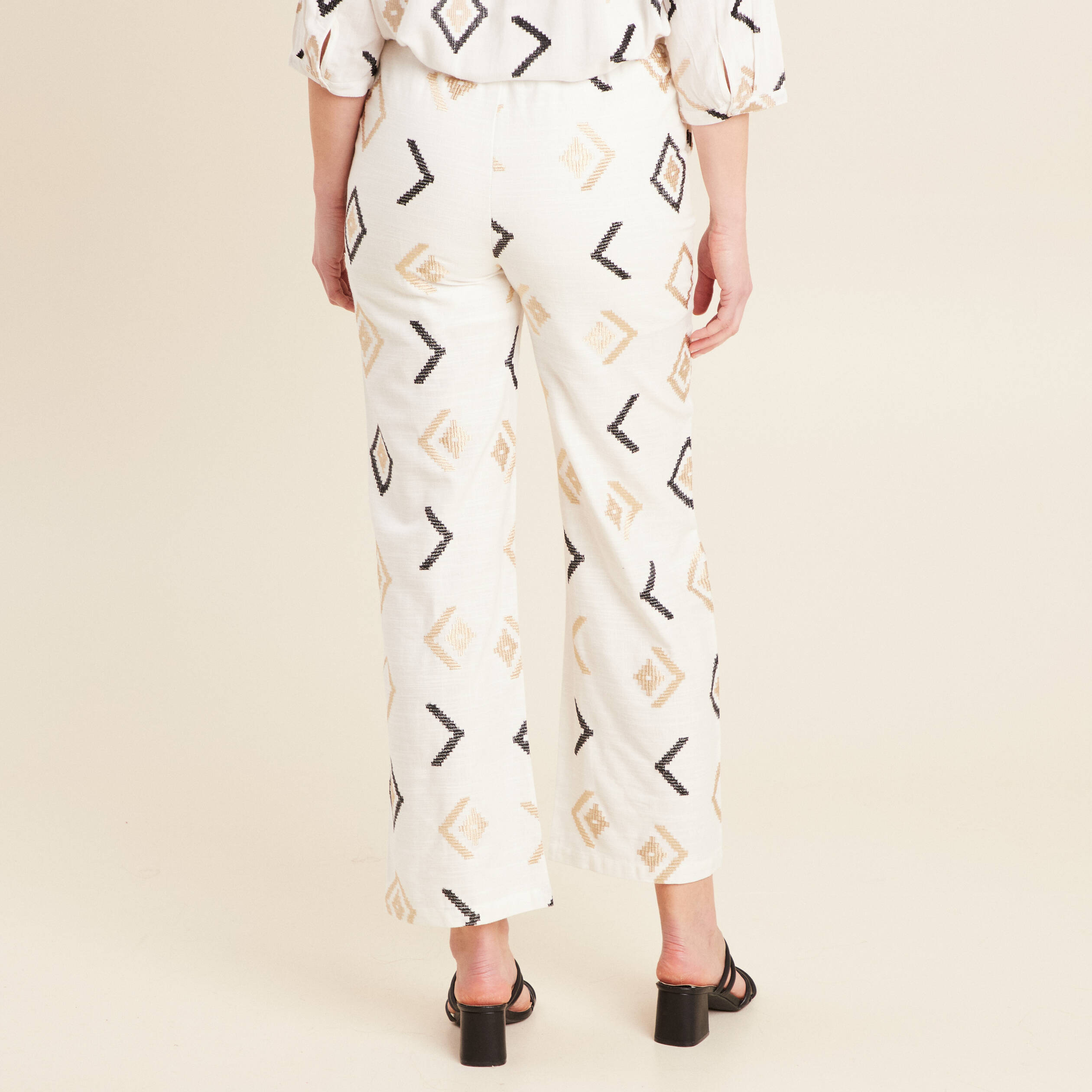 Pantacourt droit blanc femme
