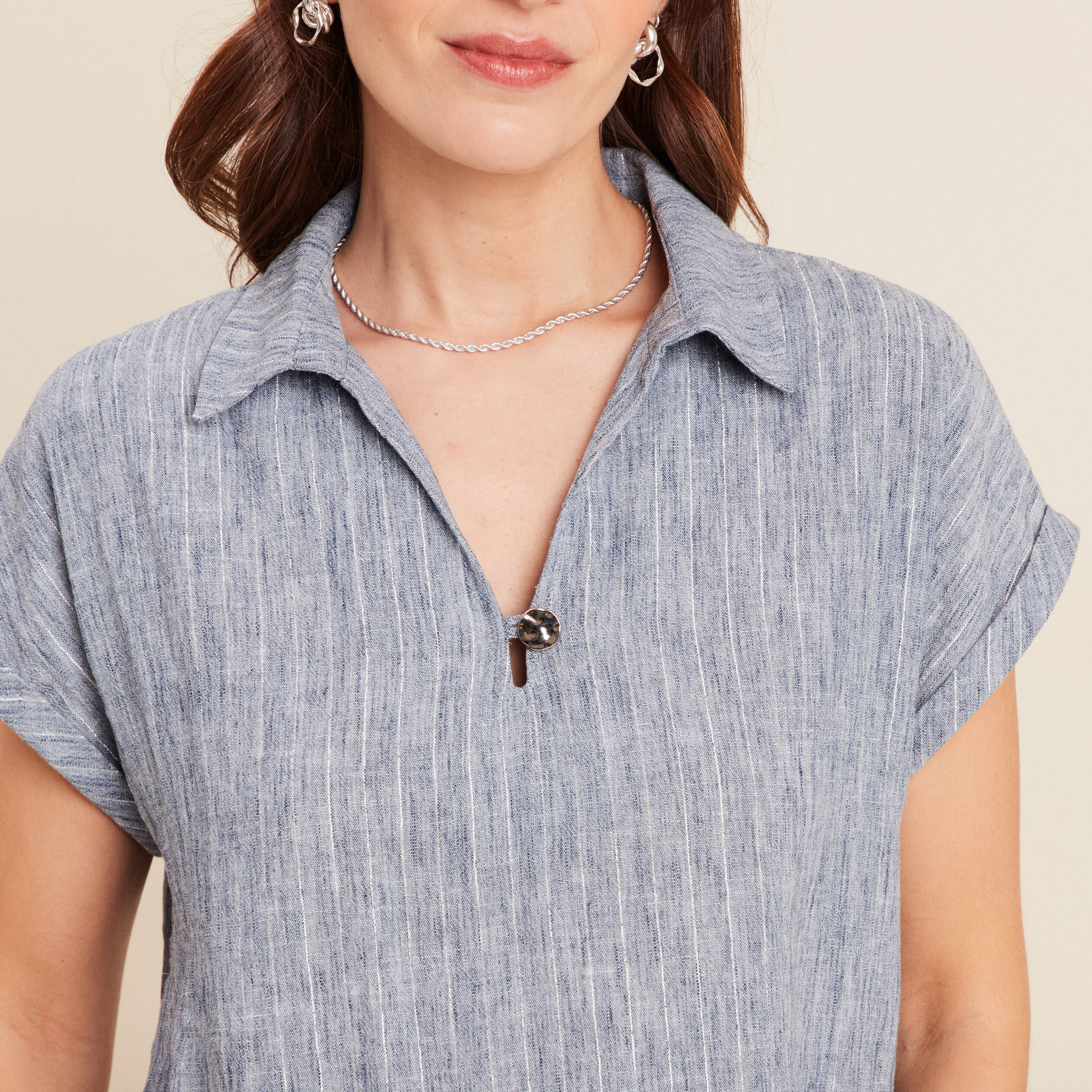 blouse manches courtes fluide bleu femme Blouse manches courtes fluide bleu femme