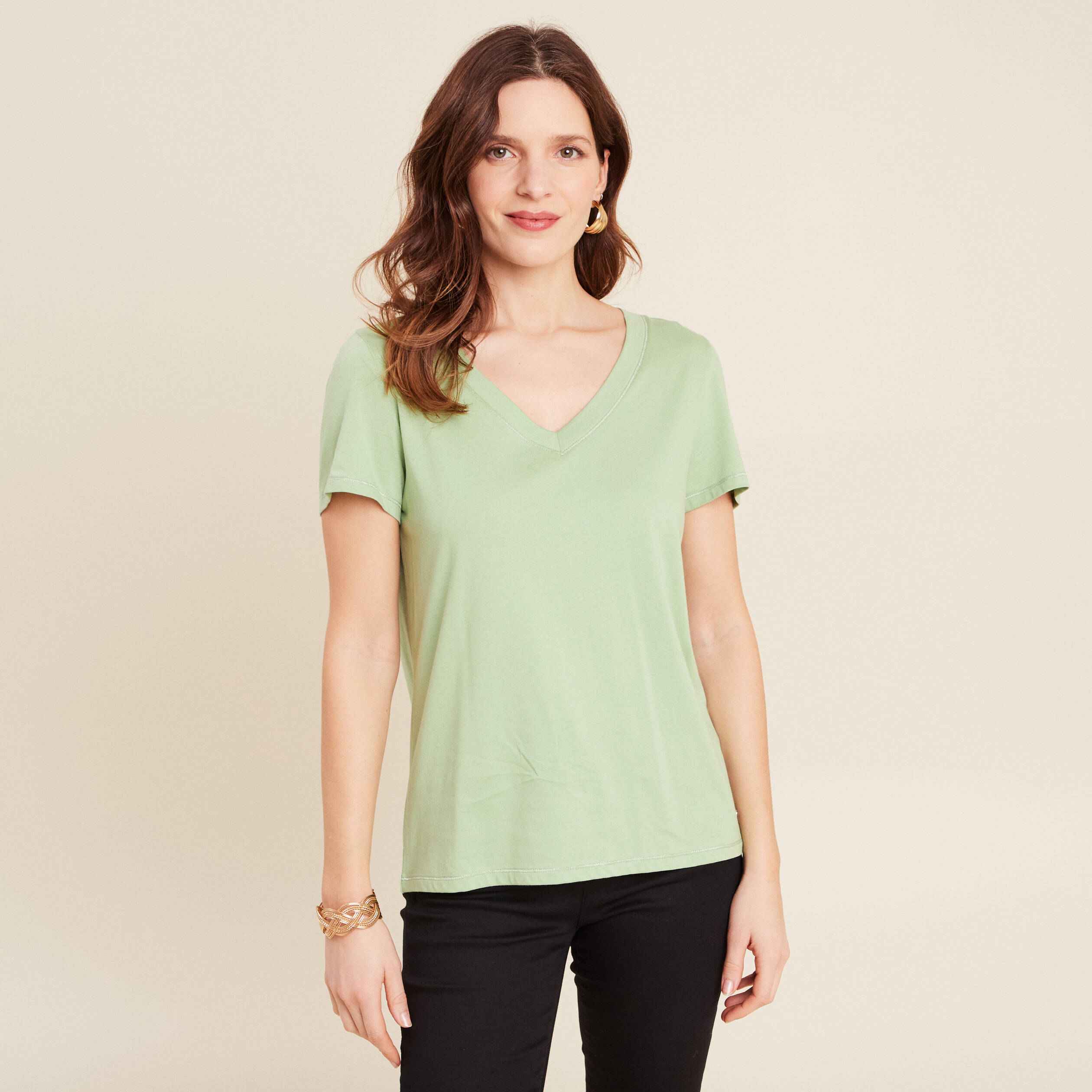 t shirt manches courtes vert clair femme T-shirt manches courtes vert clair femme