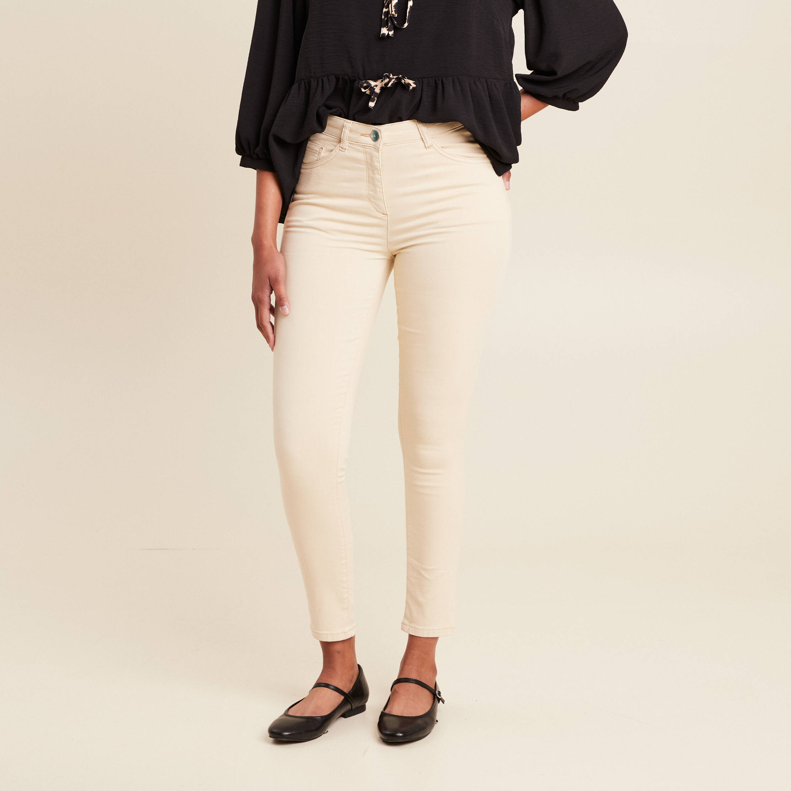 pantalon leger taille standard 78eme ivoire femme Pantalon léger taille standard 7/8ème ivoire femme