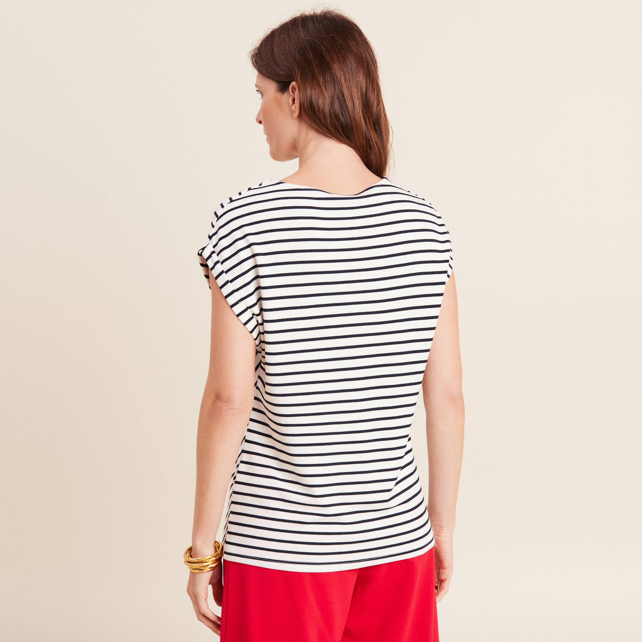 T-shirt manches courtes brodé blanc femme