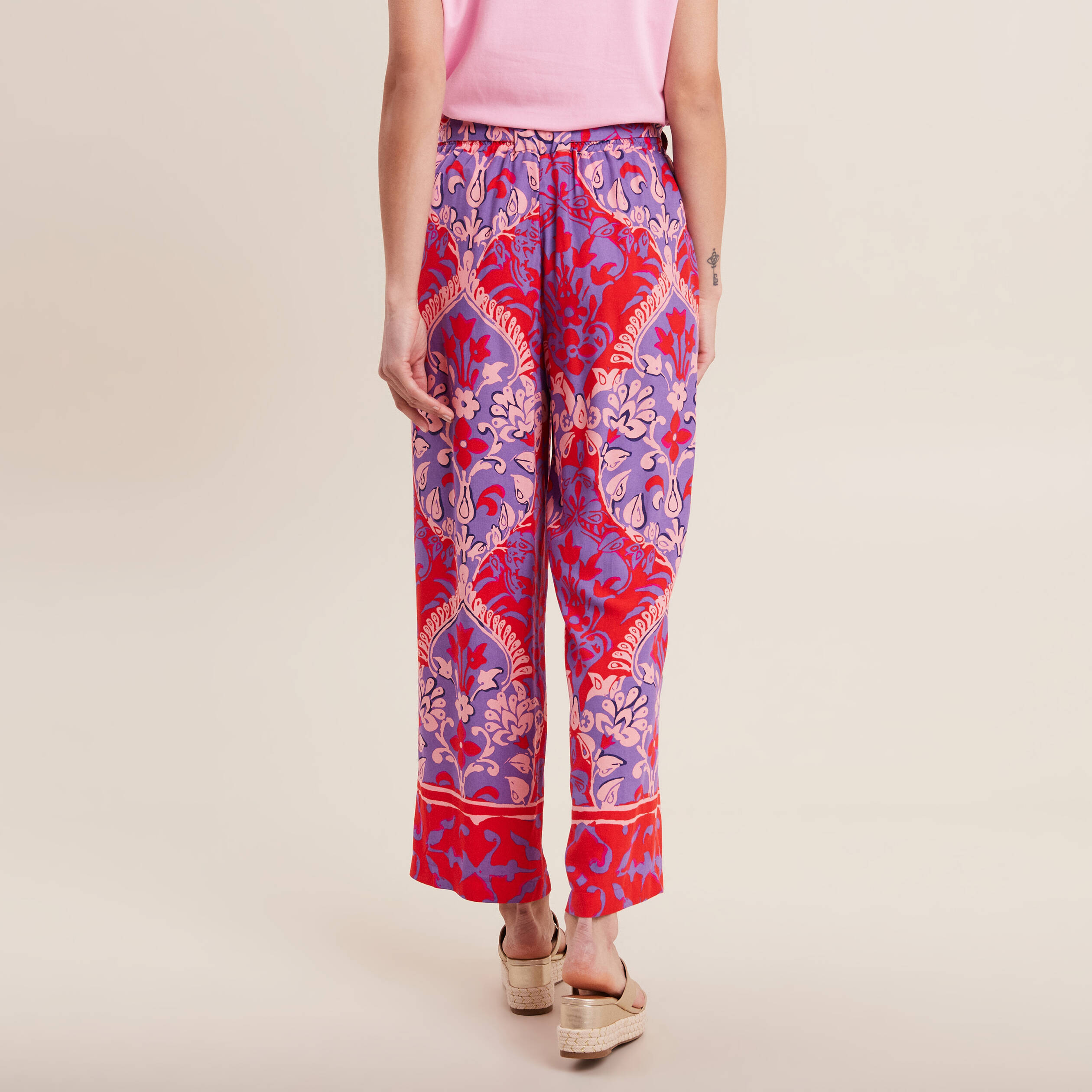Pantalon flou rouge femme