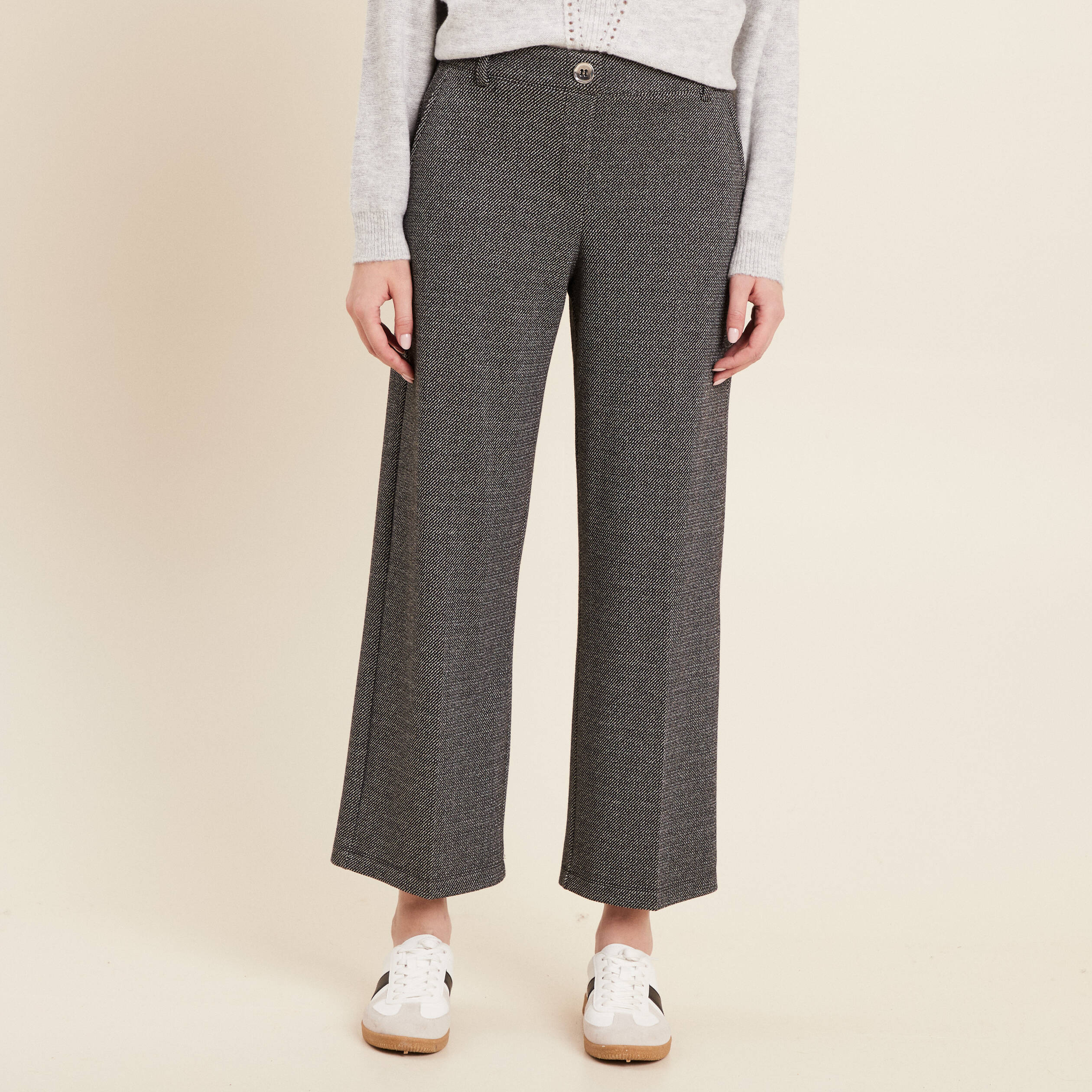 Pantalon large 7/8ème gris clair femme