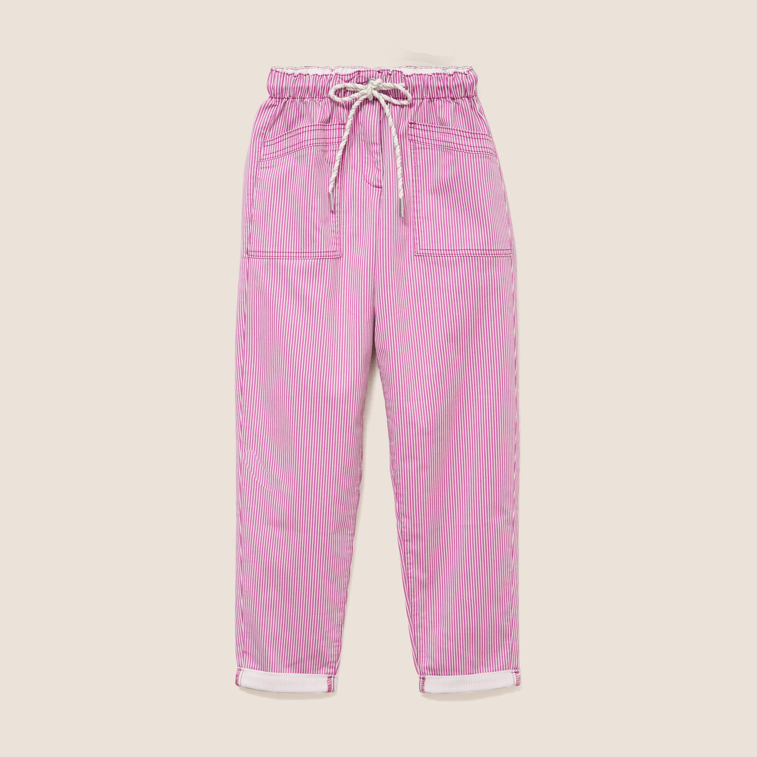 Pantalon coupe mom 7/8&egrave;me rose femme