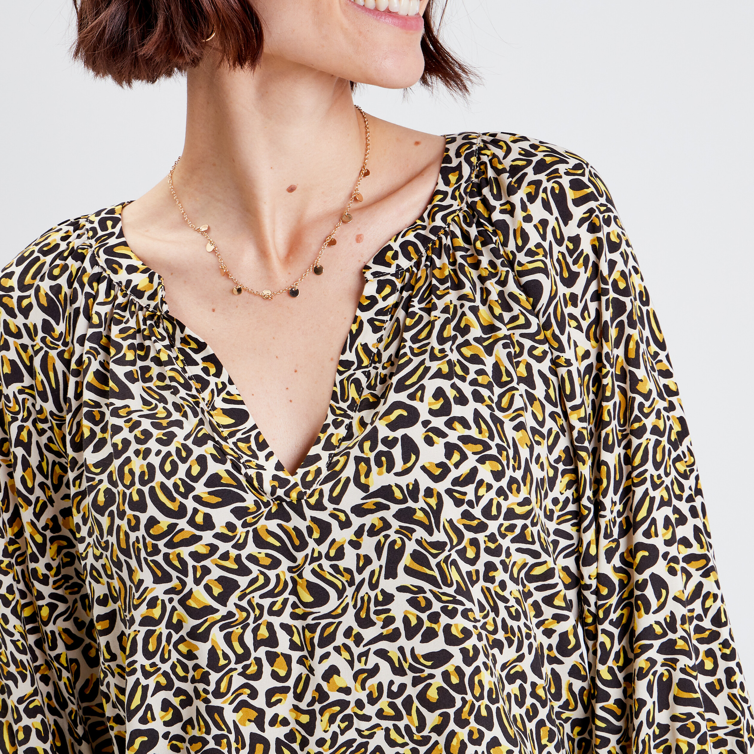 Blouse manches 3/4 beige femme