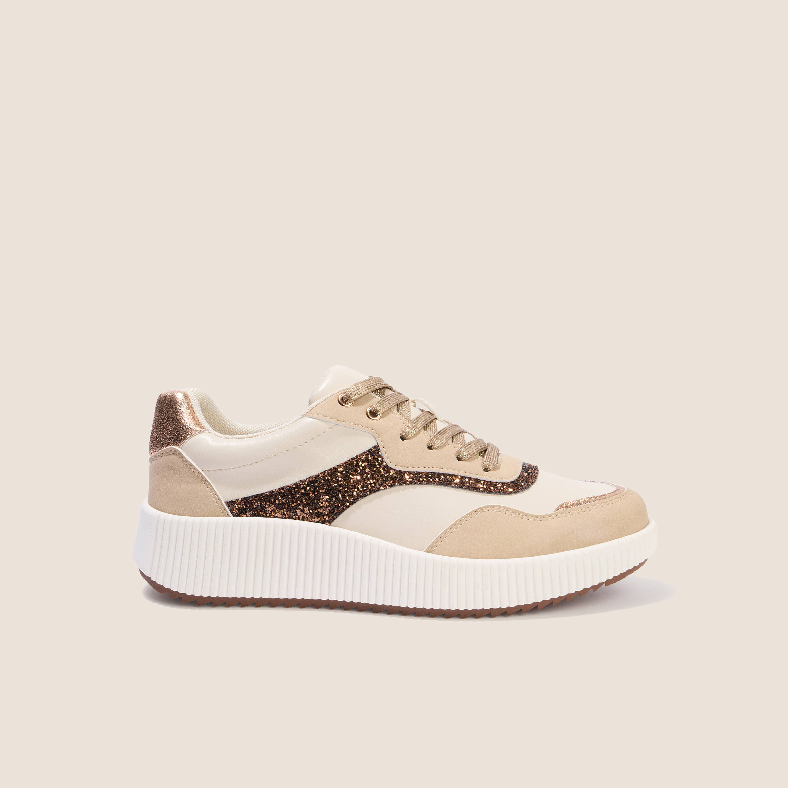 Baskets &agrave; talon compens&eacute; sable femme