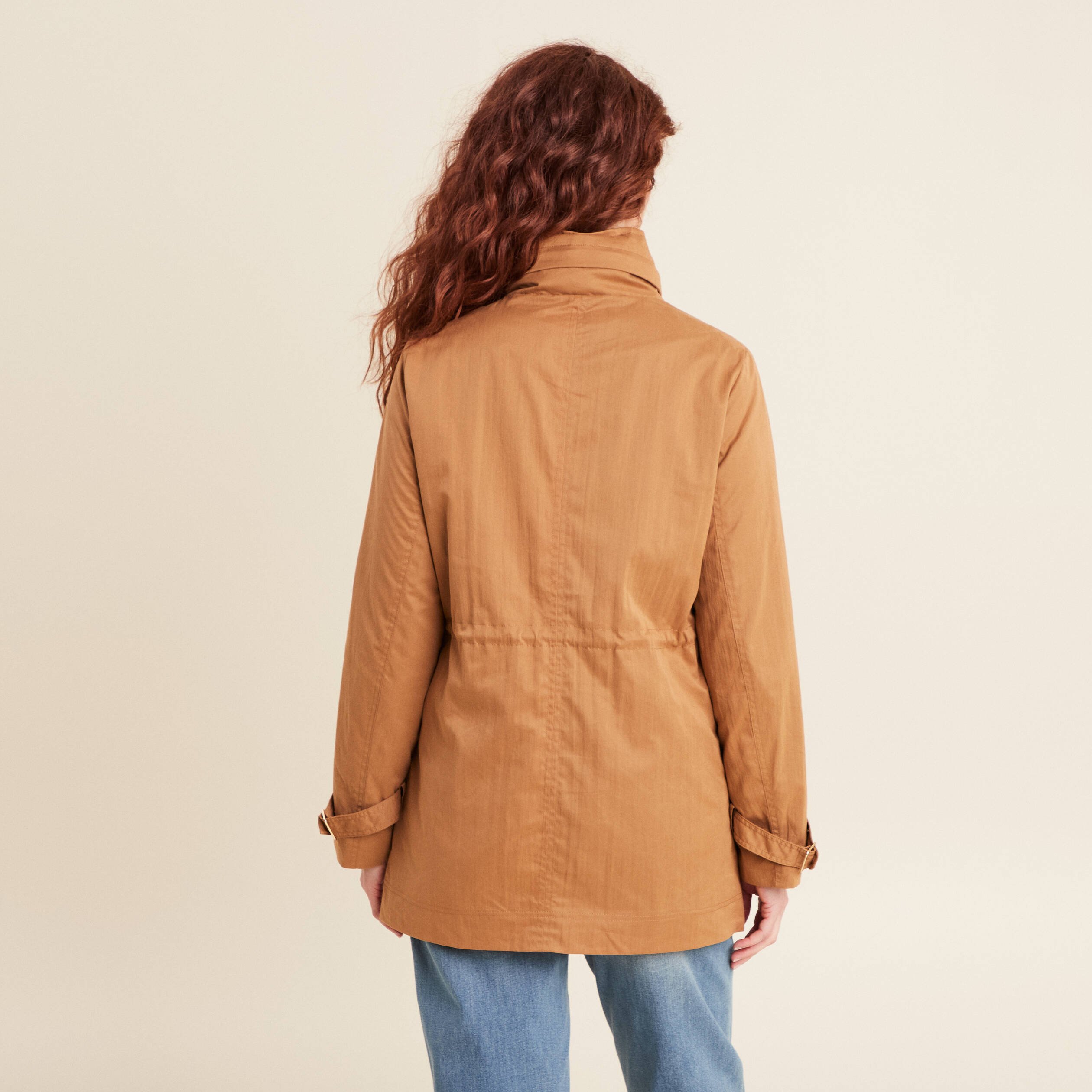 Parka cintrée col montant marron femme