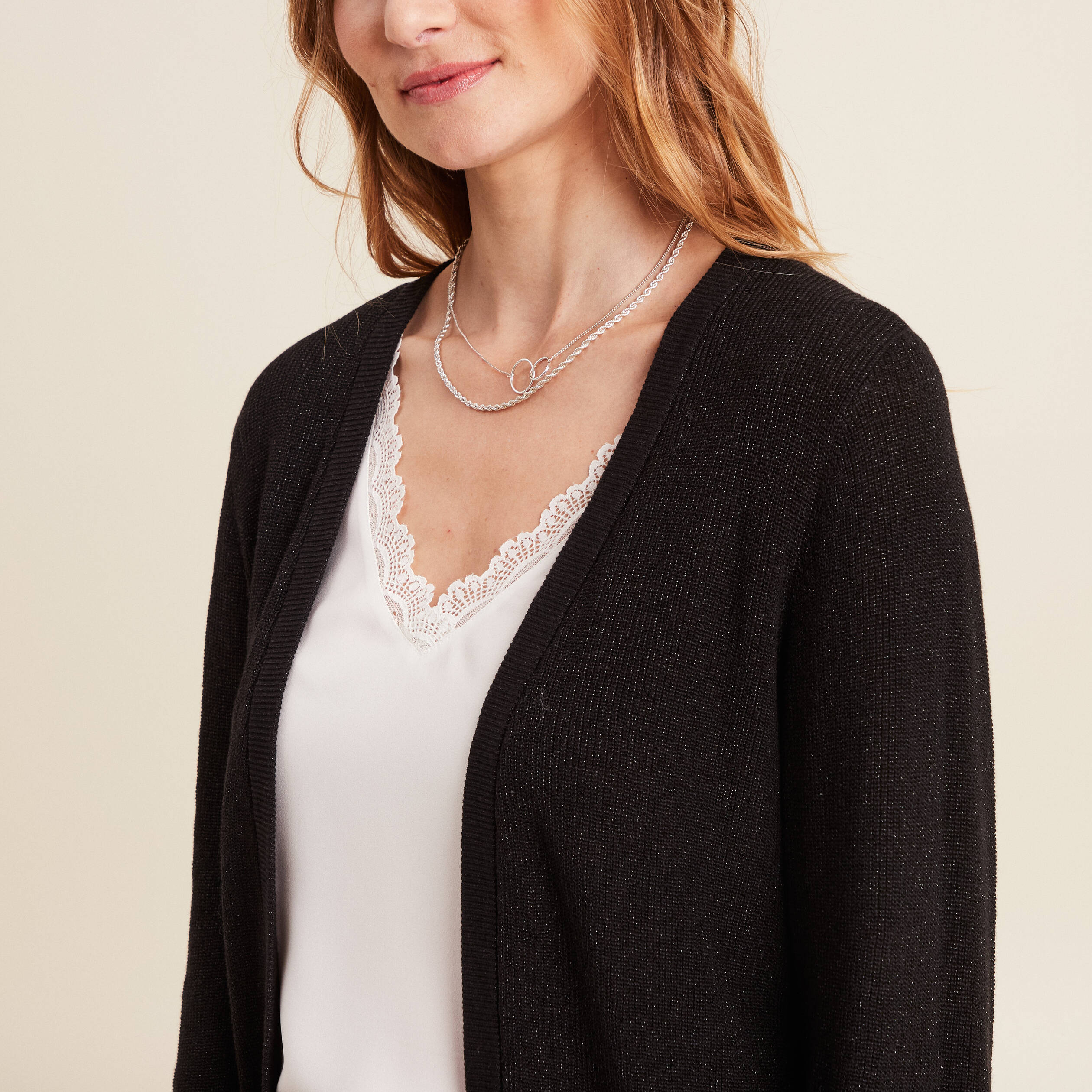 gilet manches longues noir femme Gilet manches longues noir femme