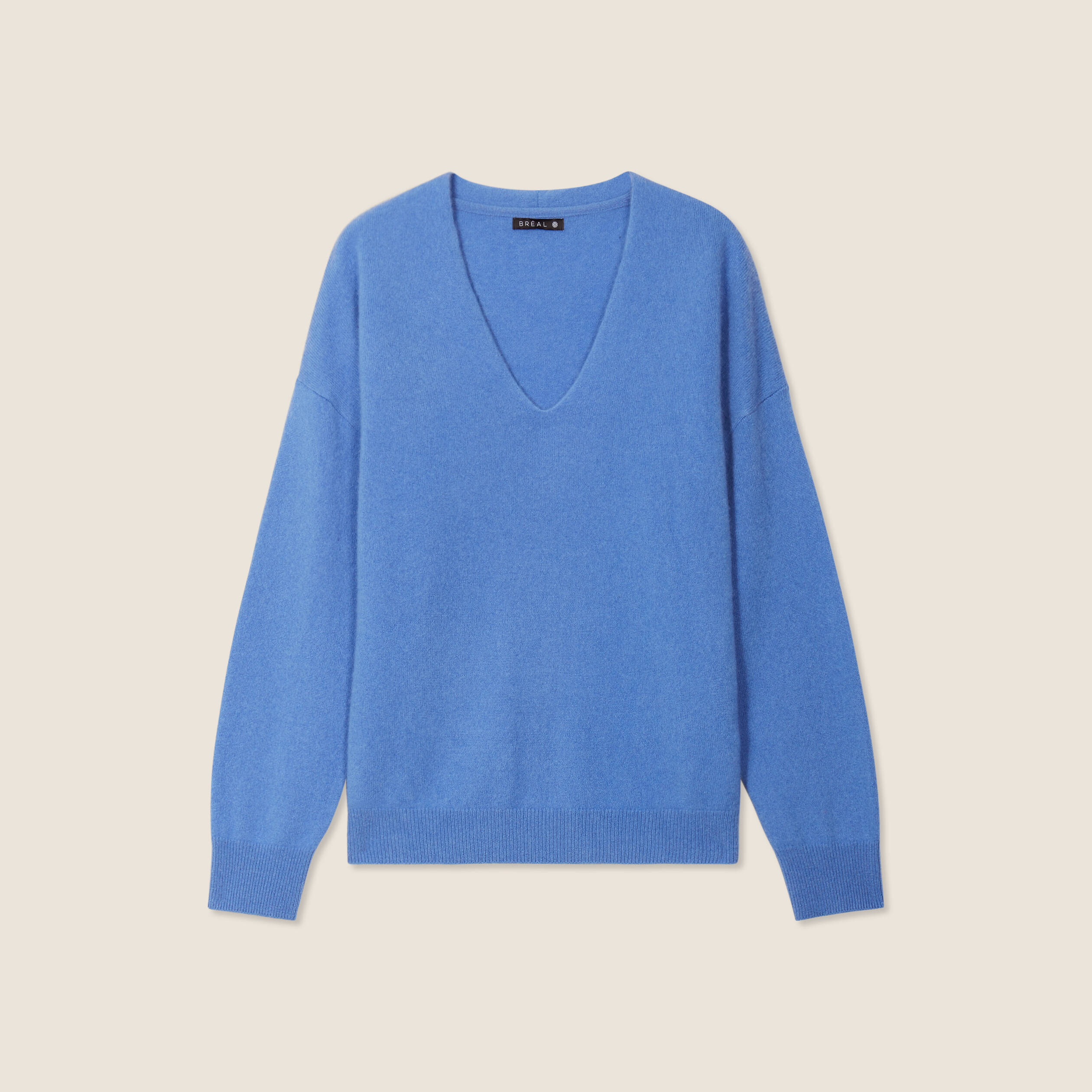 Pull en cachemire col v bleu violet femme