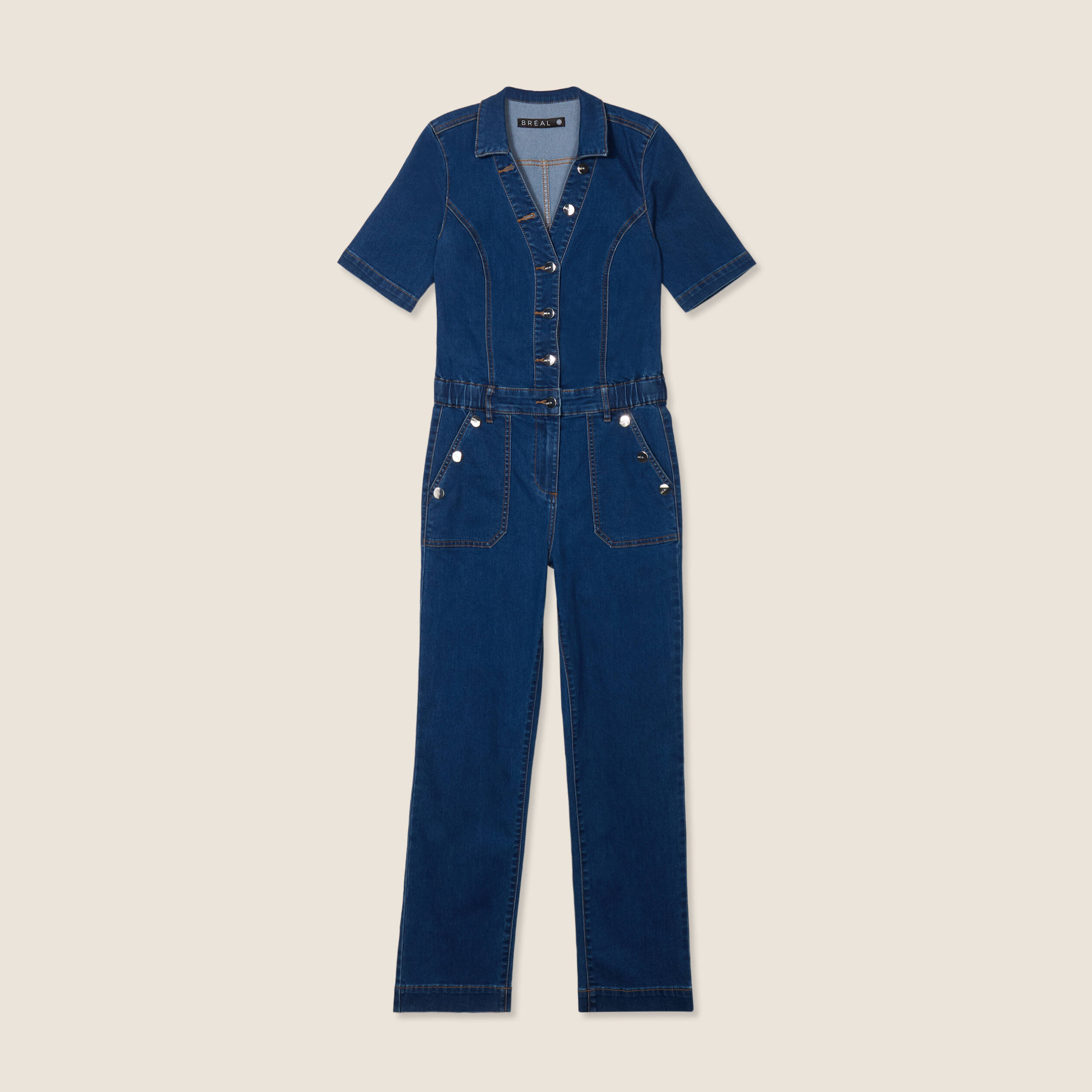 Combinaison pantalon en jean denim stone femme