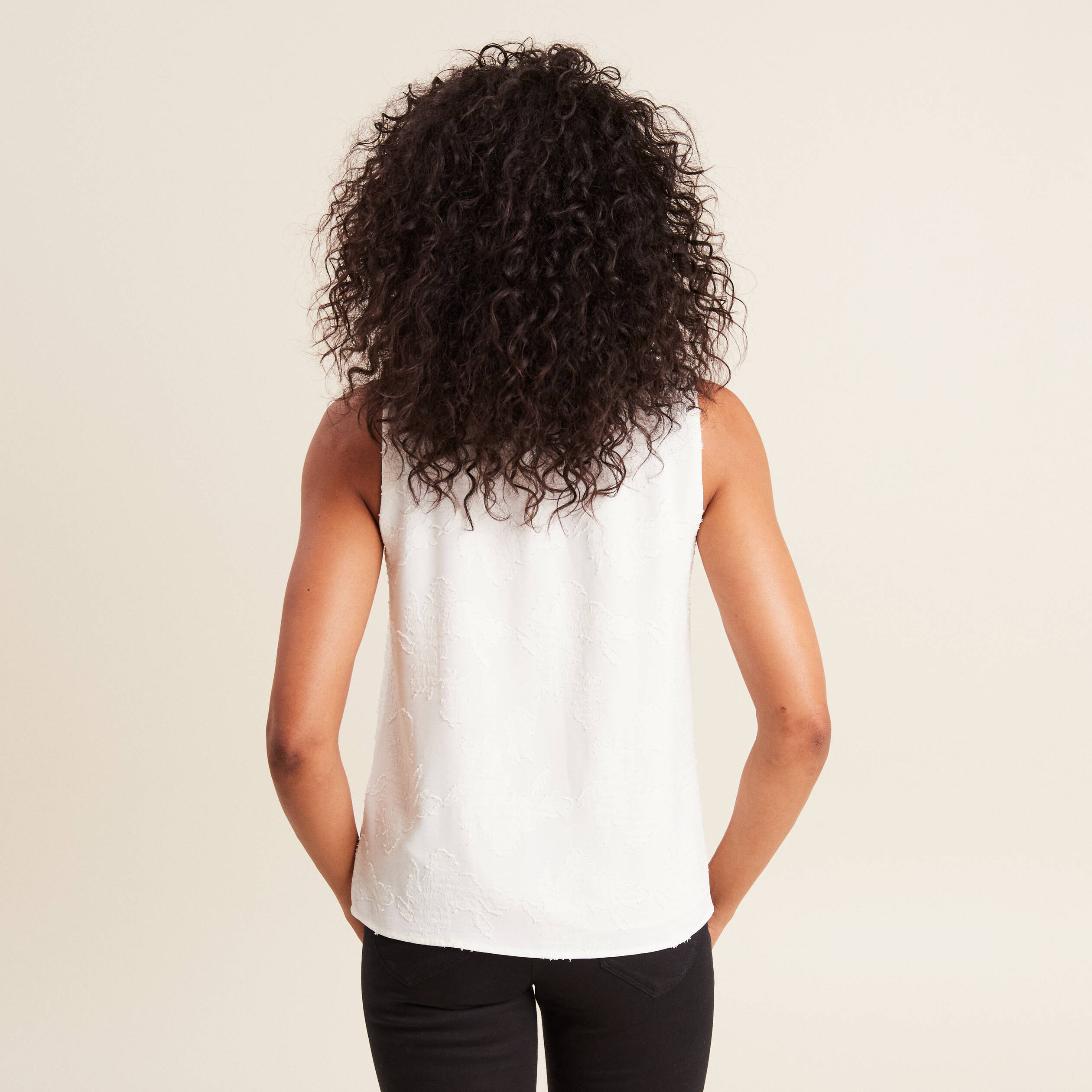 Blouse sans manches ecru femme