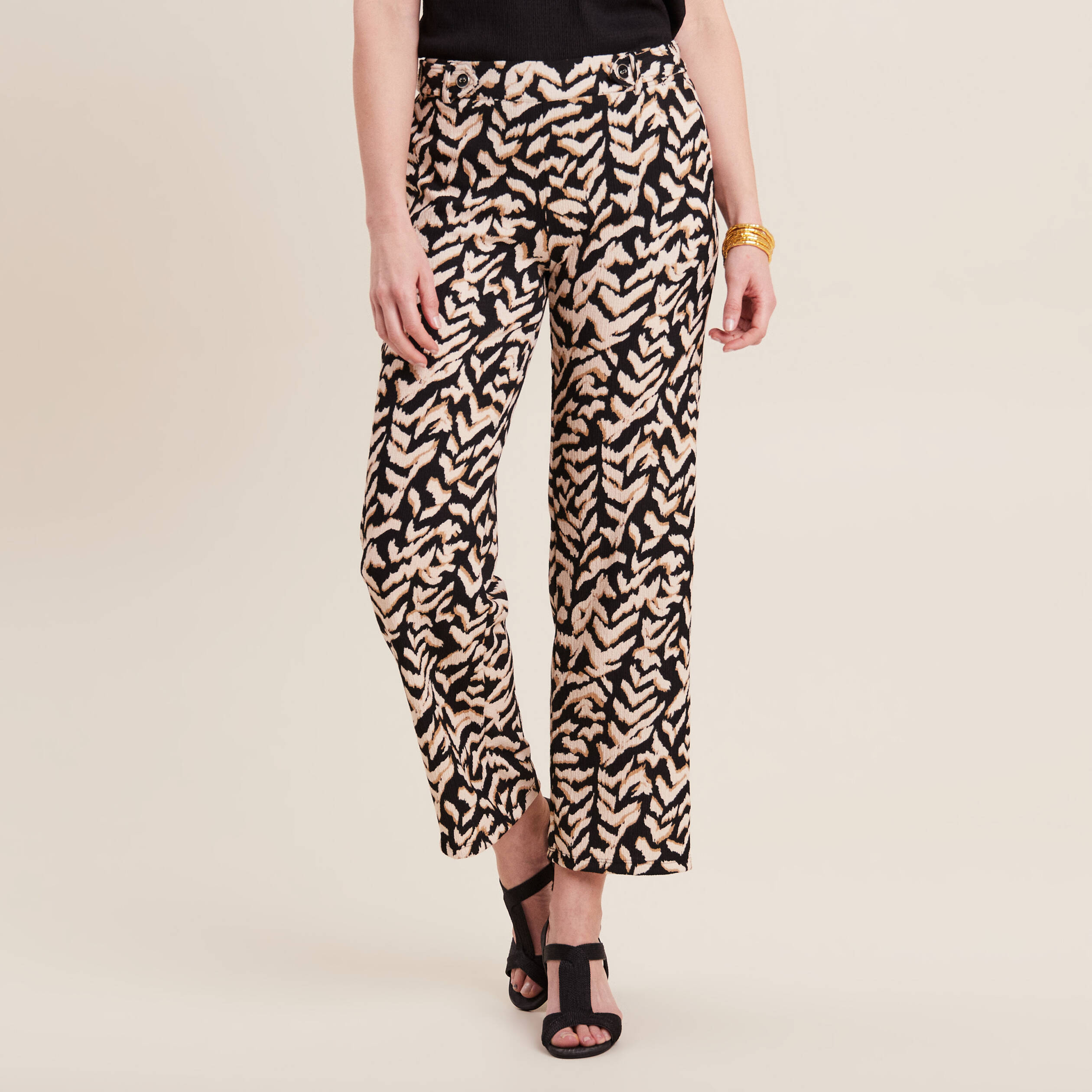 Pantalon carotte taille basse noir femme
