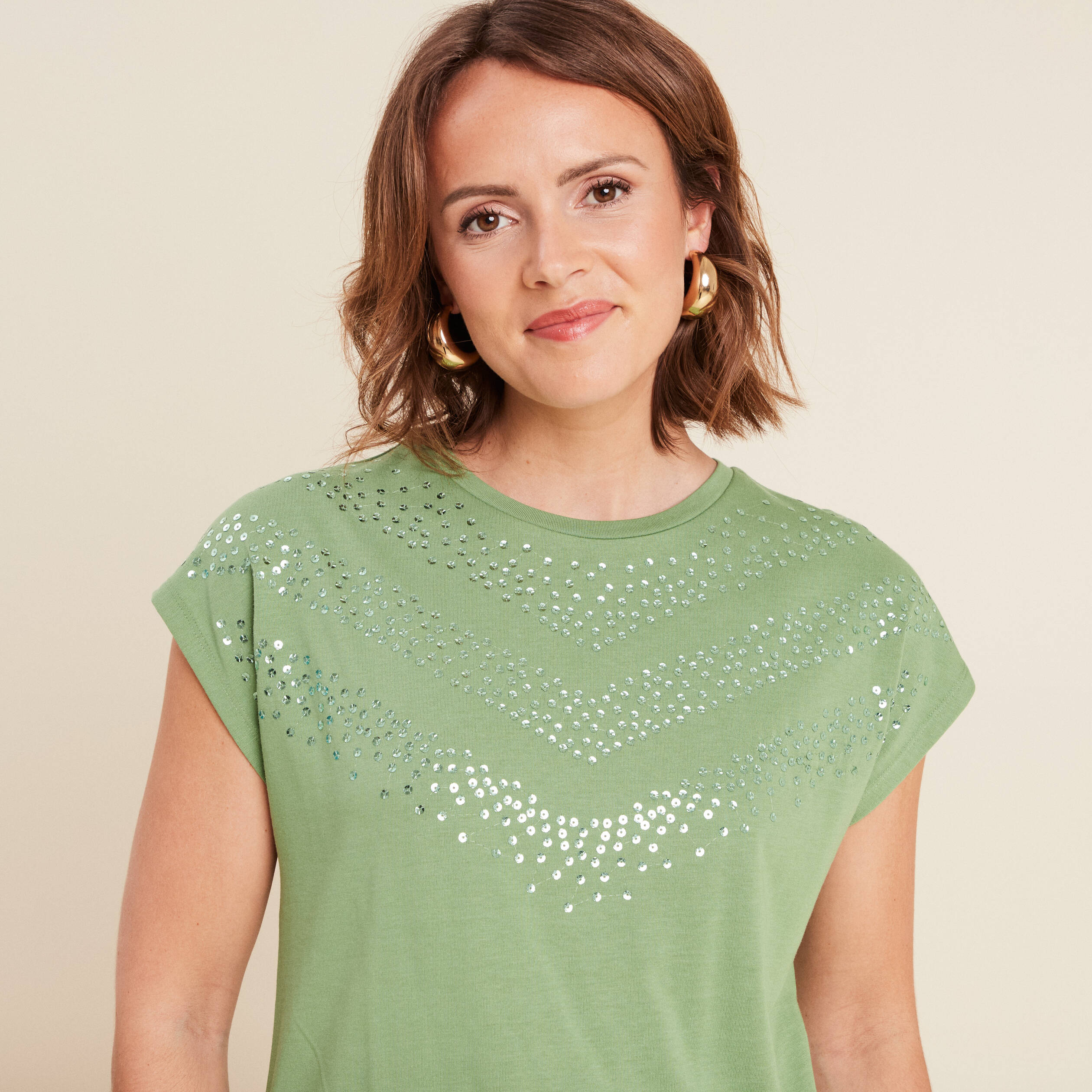 T-shirt manches courtes vert femme
