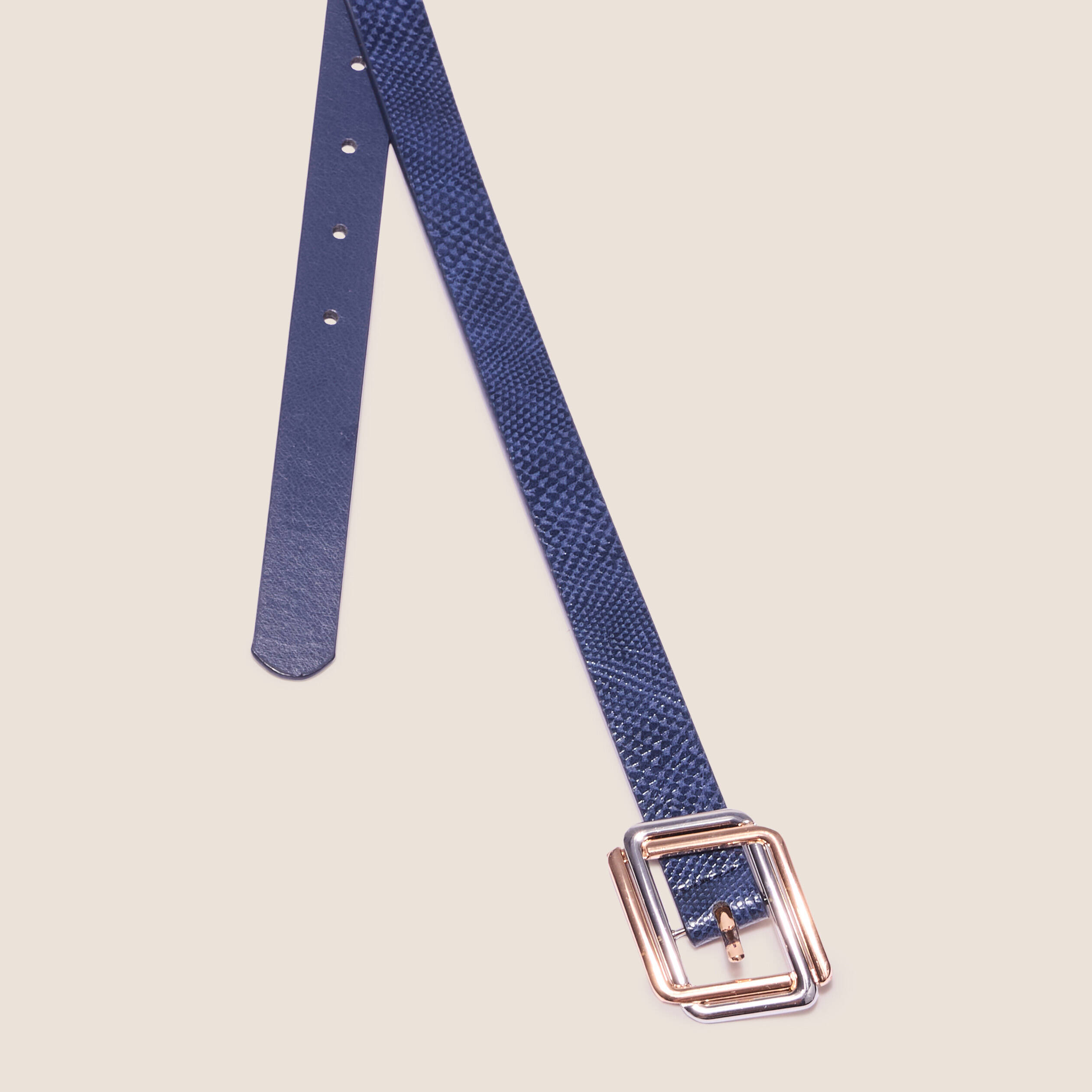 Ceinture embossée bleu marine femme