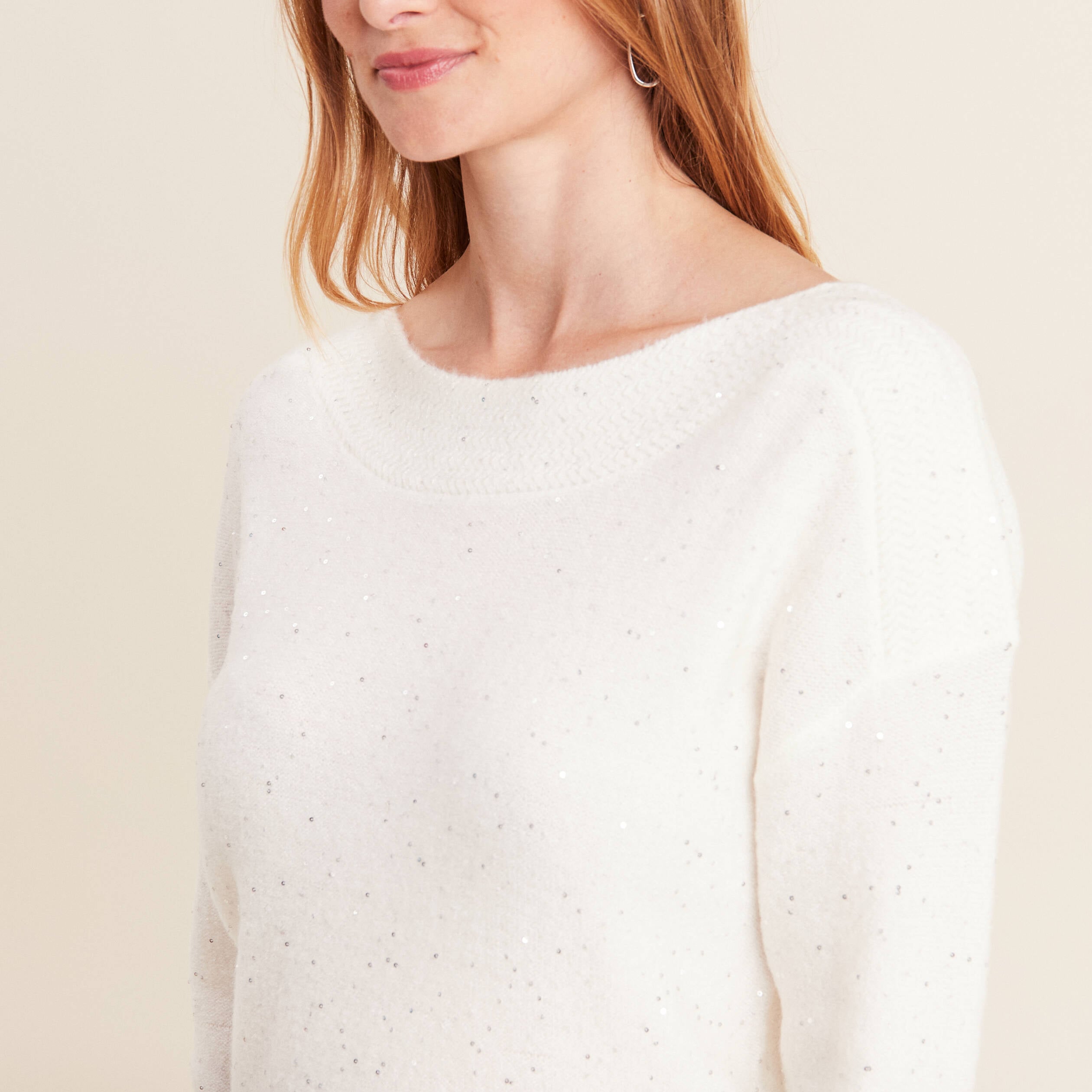 Pull manches longues ecru femme