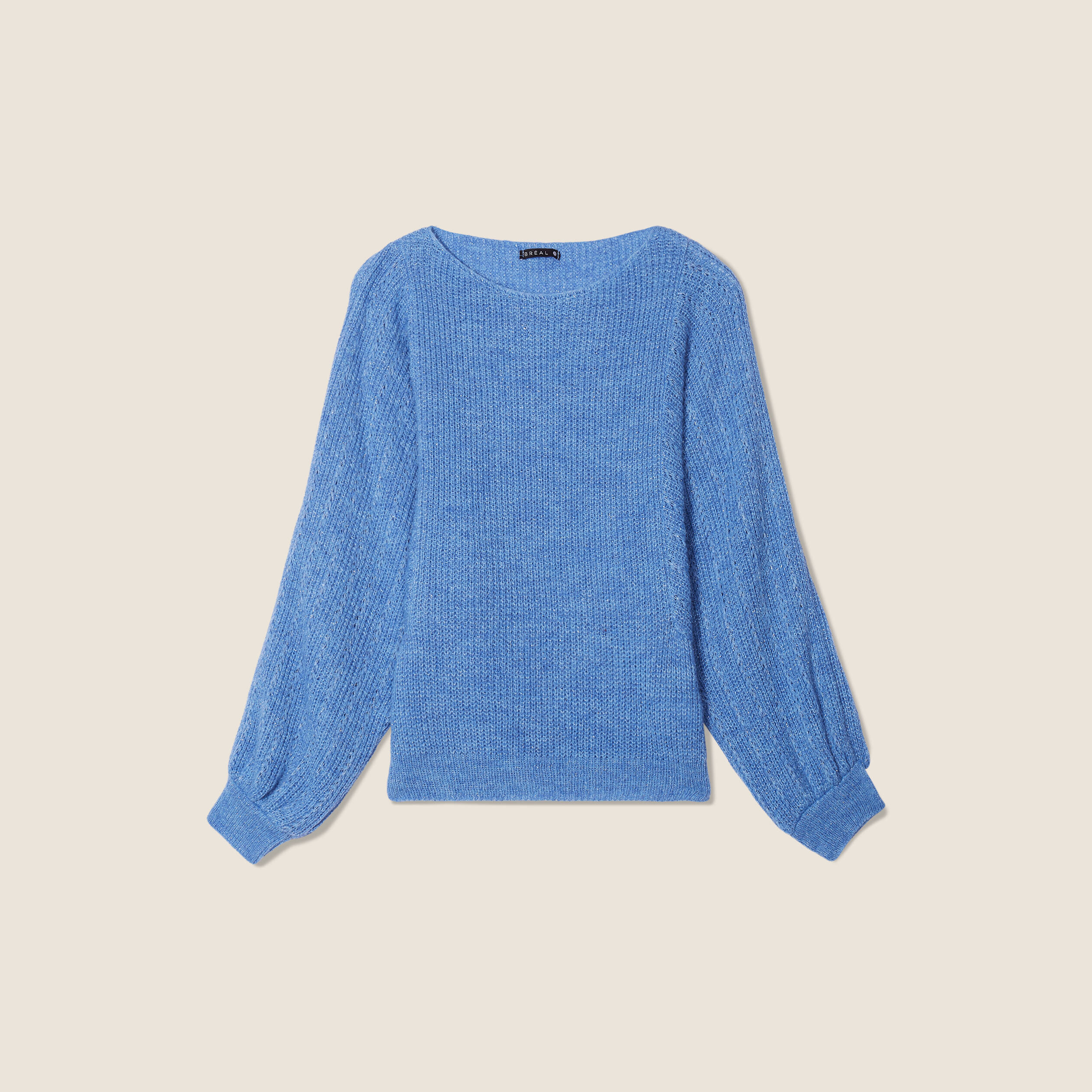 Pull manches longues bleu femme