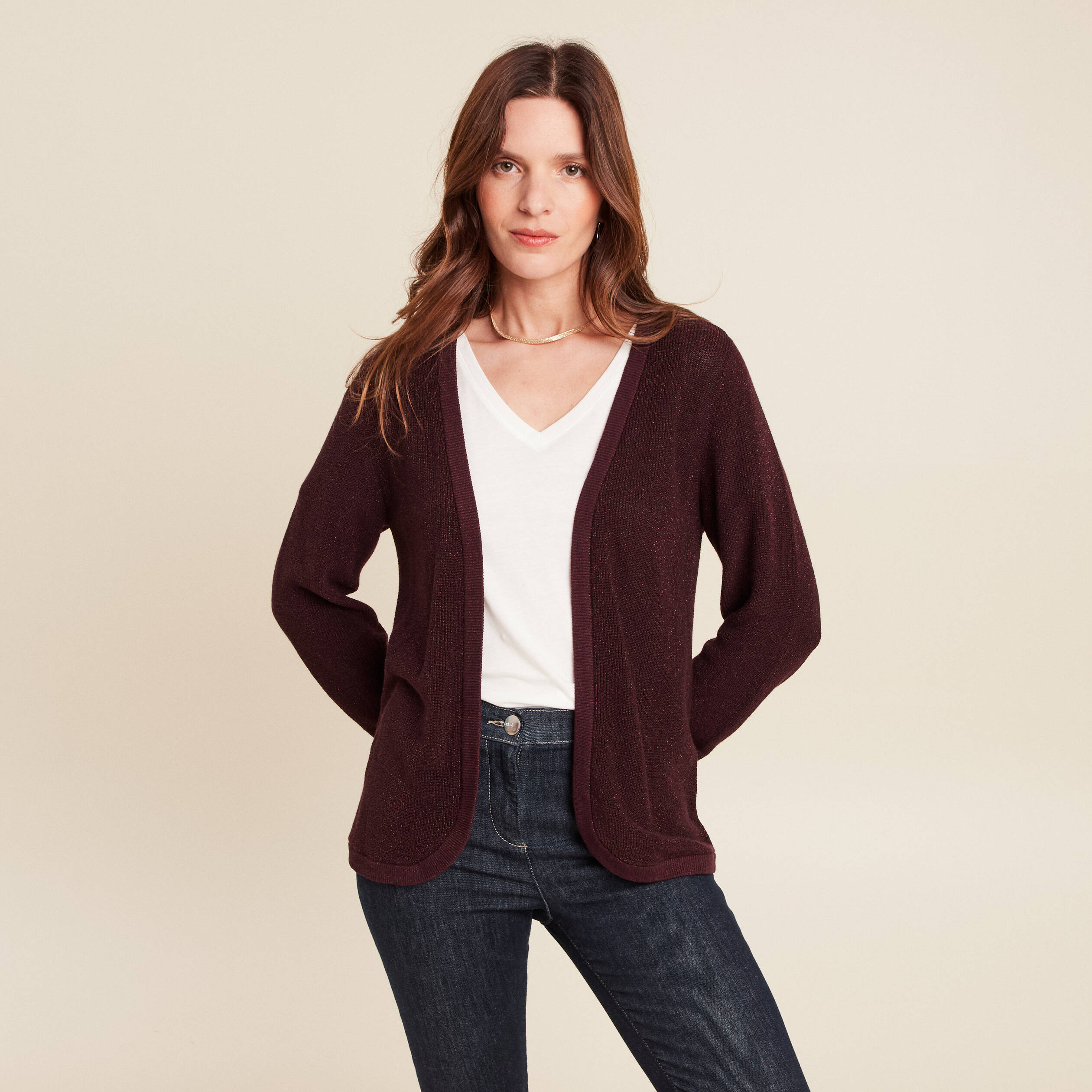 gilet manches longues bordeaux femme Gilet manches longues bordeaux femme