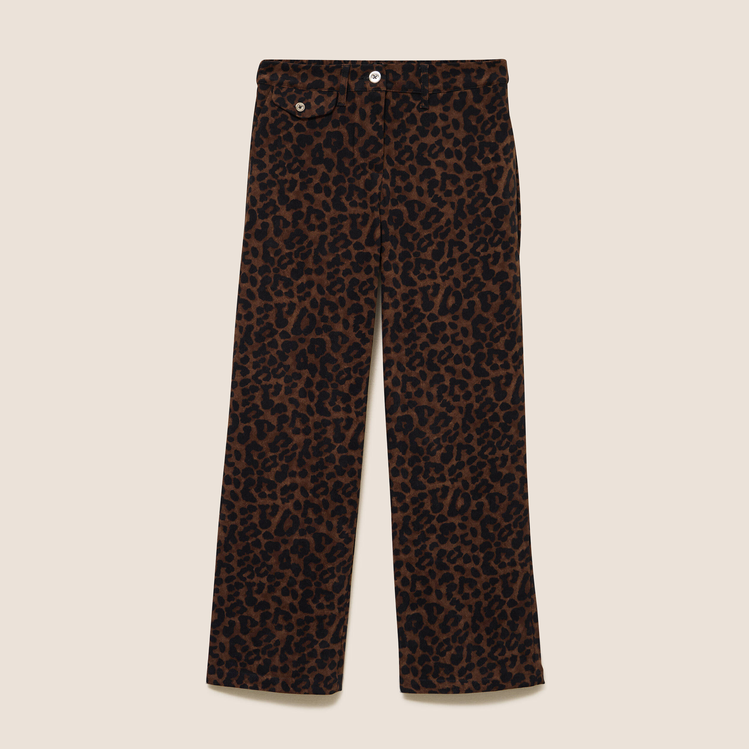 Pantalon taille haute marron femme