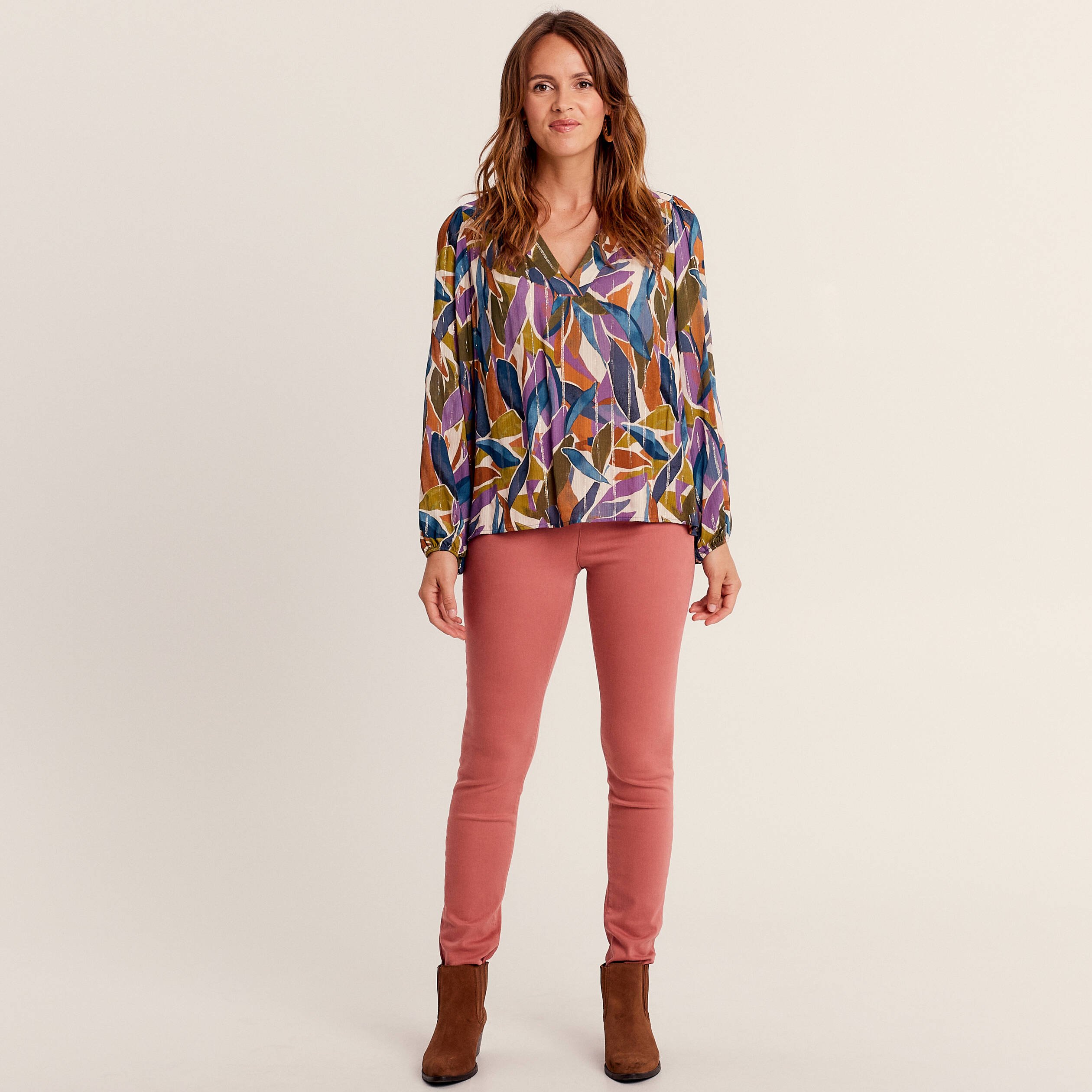 Blouse manches longues multicolore femme