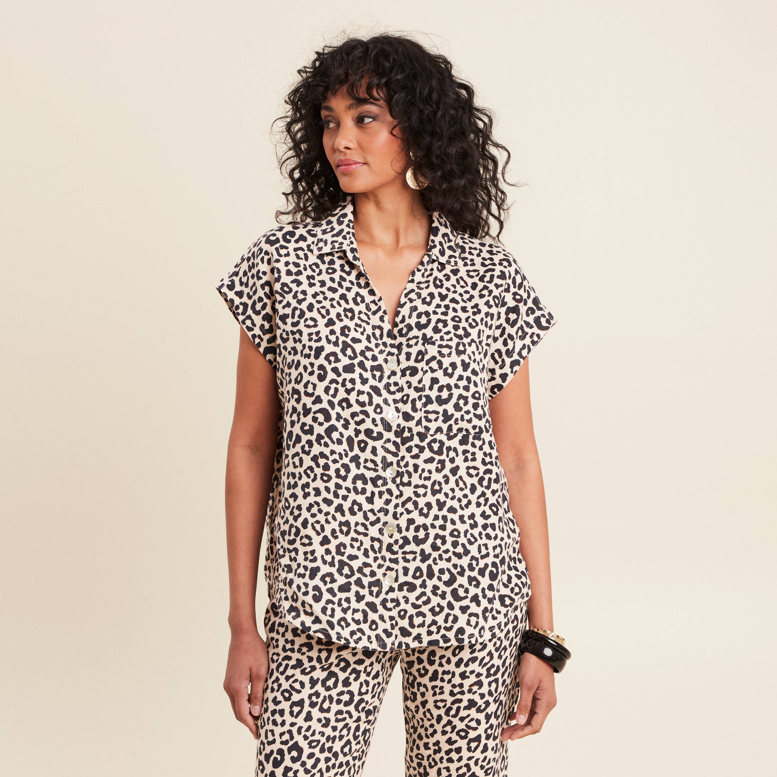 Chemise sans manches sable femme
