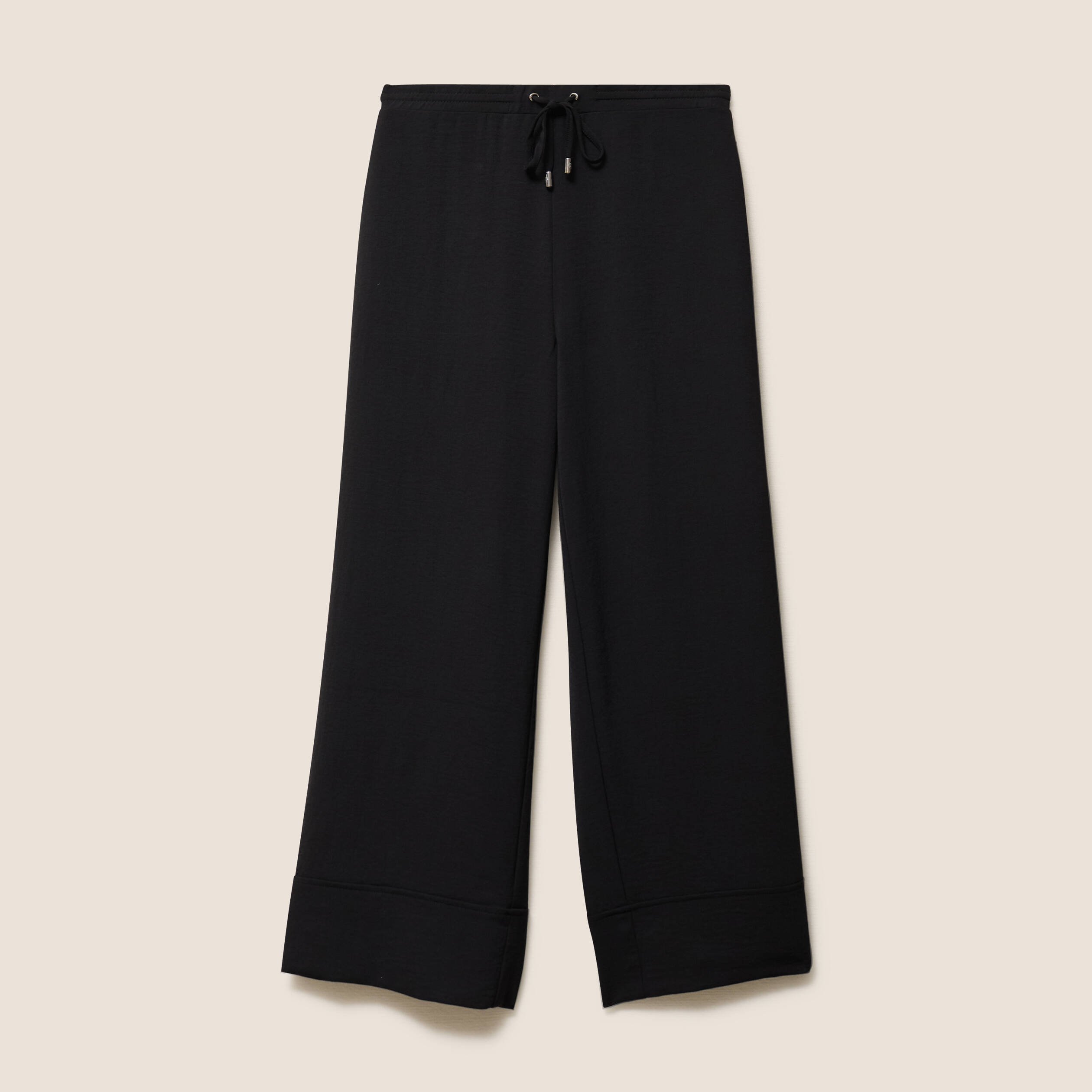 Pantalon large taille haute noir femme