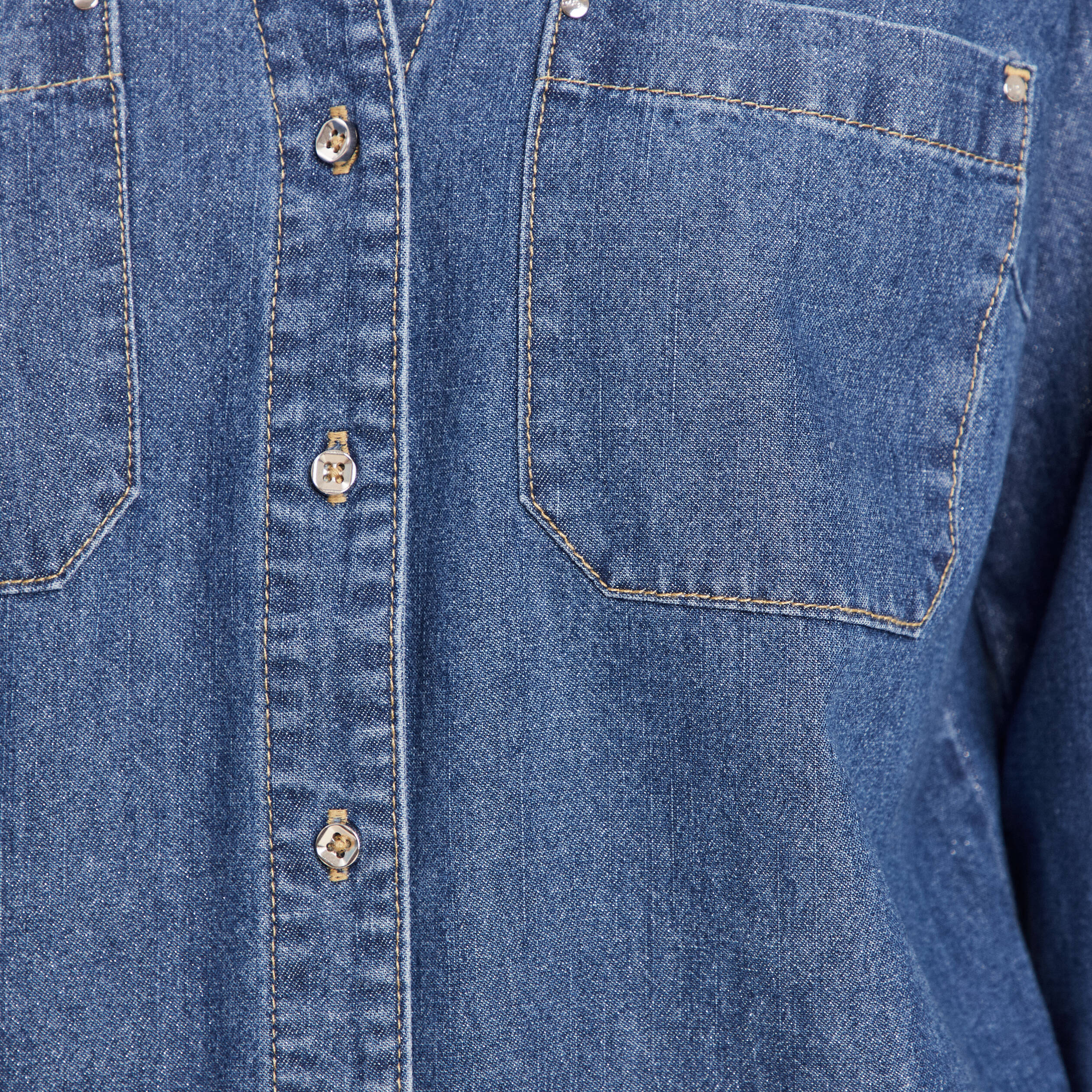 Chemise manches longues jean denim stone femme
