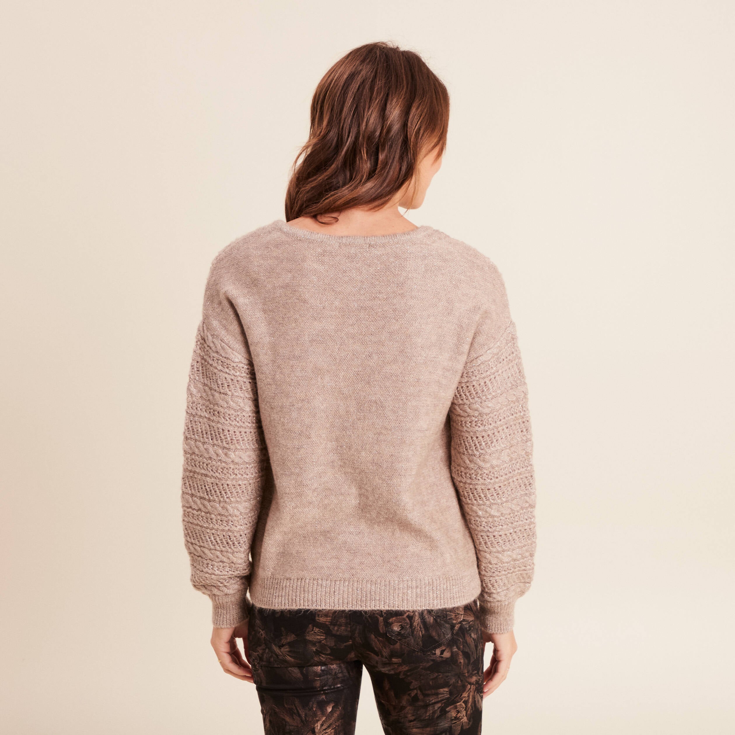 Pull Femme Col V Manches Longues Couleur Unie Pullover Lâche Confortable Pour Printemps Et