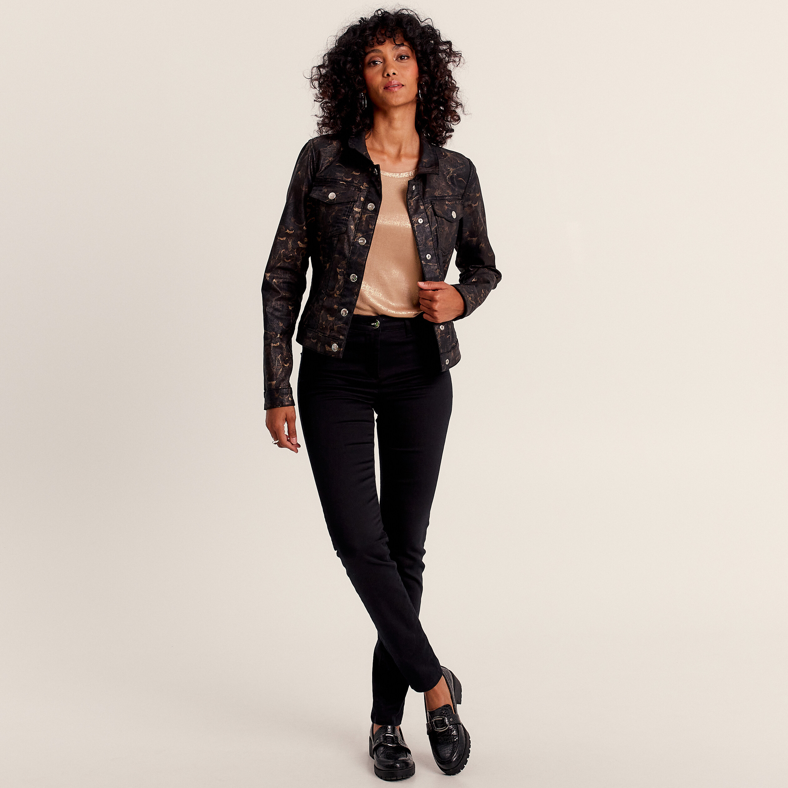 Veste droite réversible couleur bronze femme