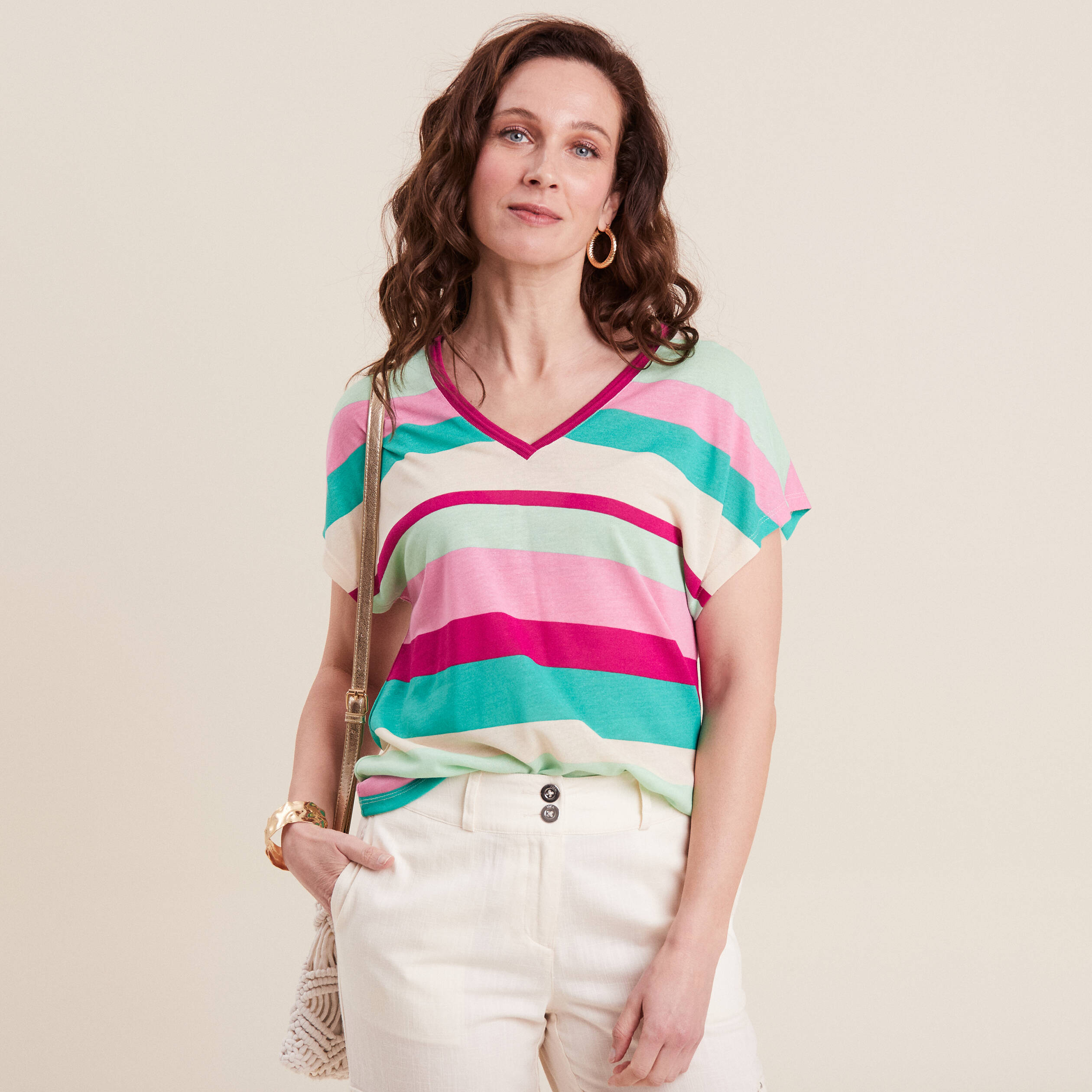 T-shirt manches courtes rose femme