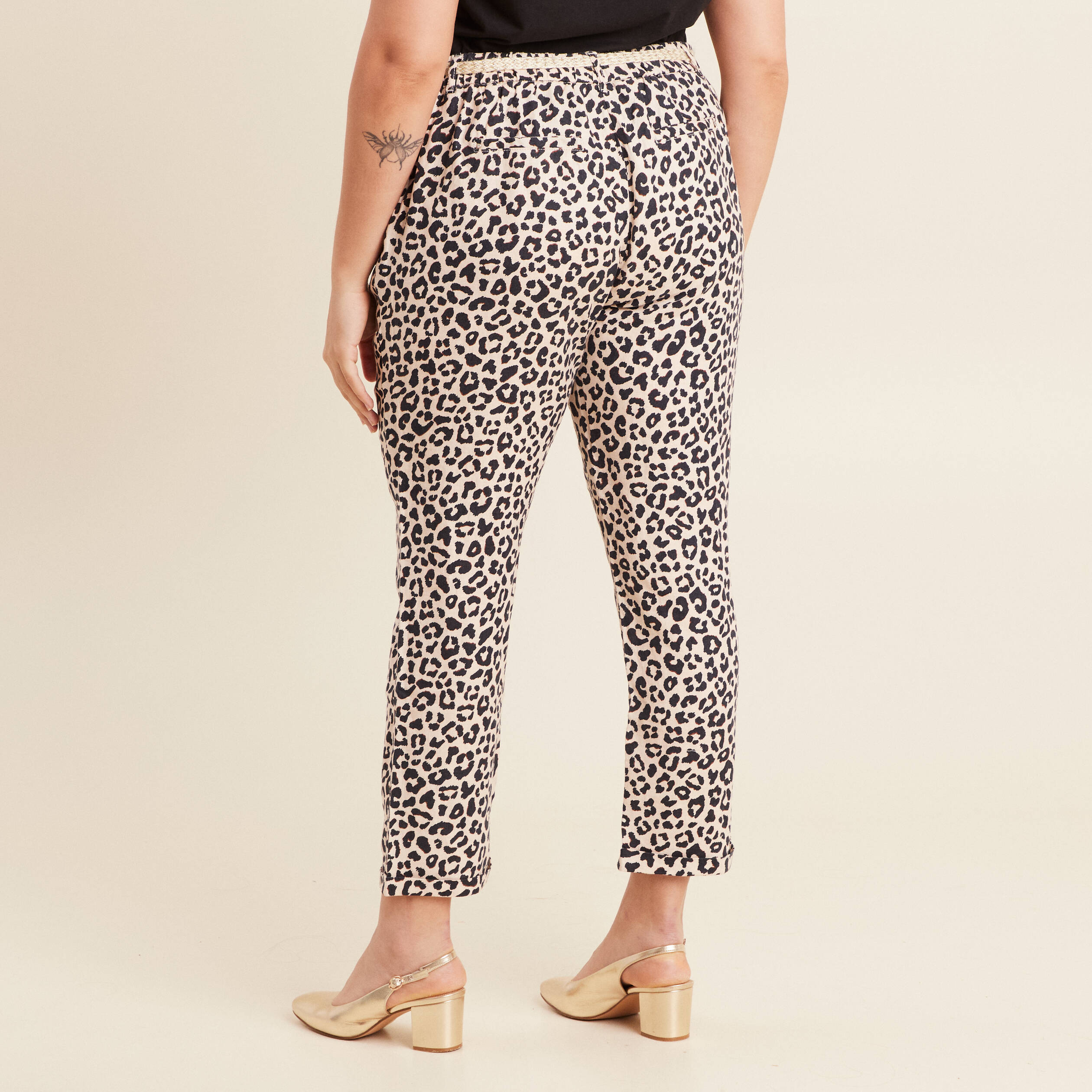 Pantalon à ceinture sable femme
