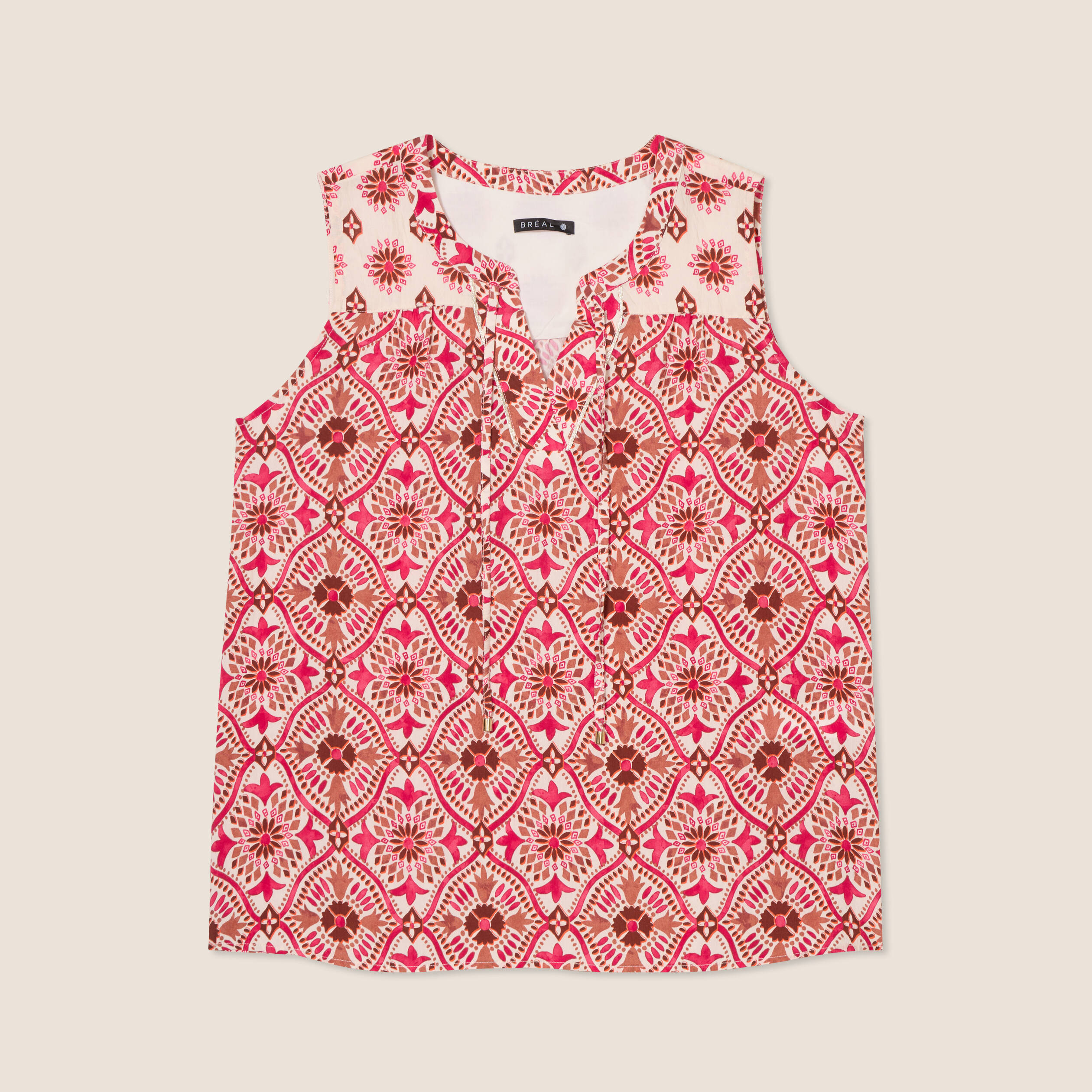 Blouse fluide sans manches rose femme