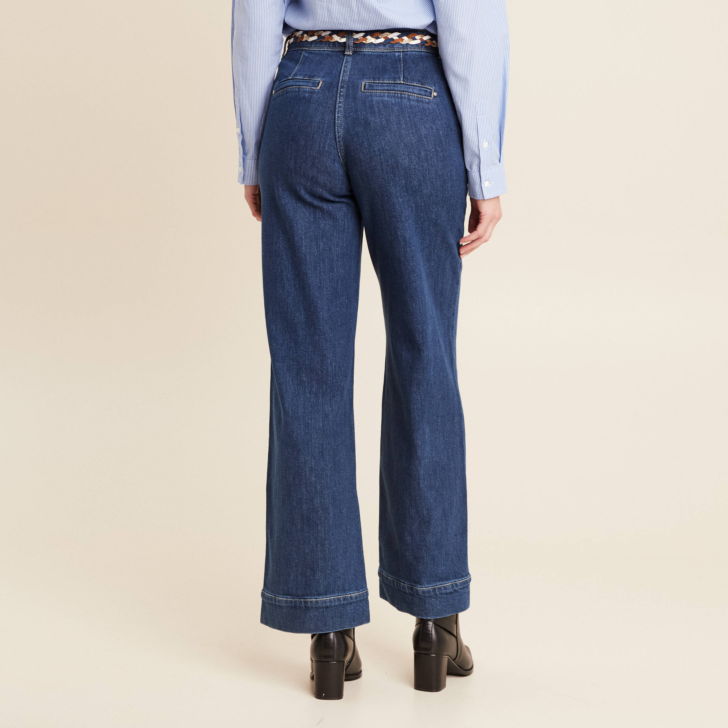 jean large ceinture denim stone femme Jean large ceinturé denim stone femme