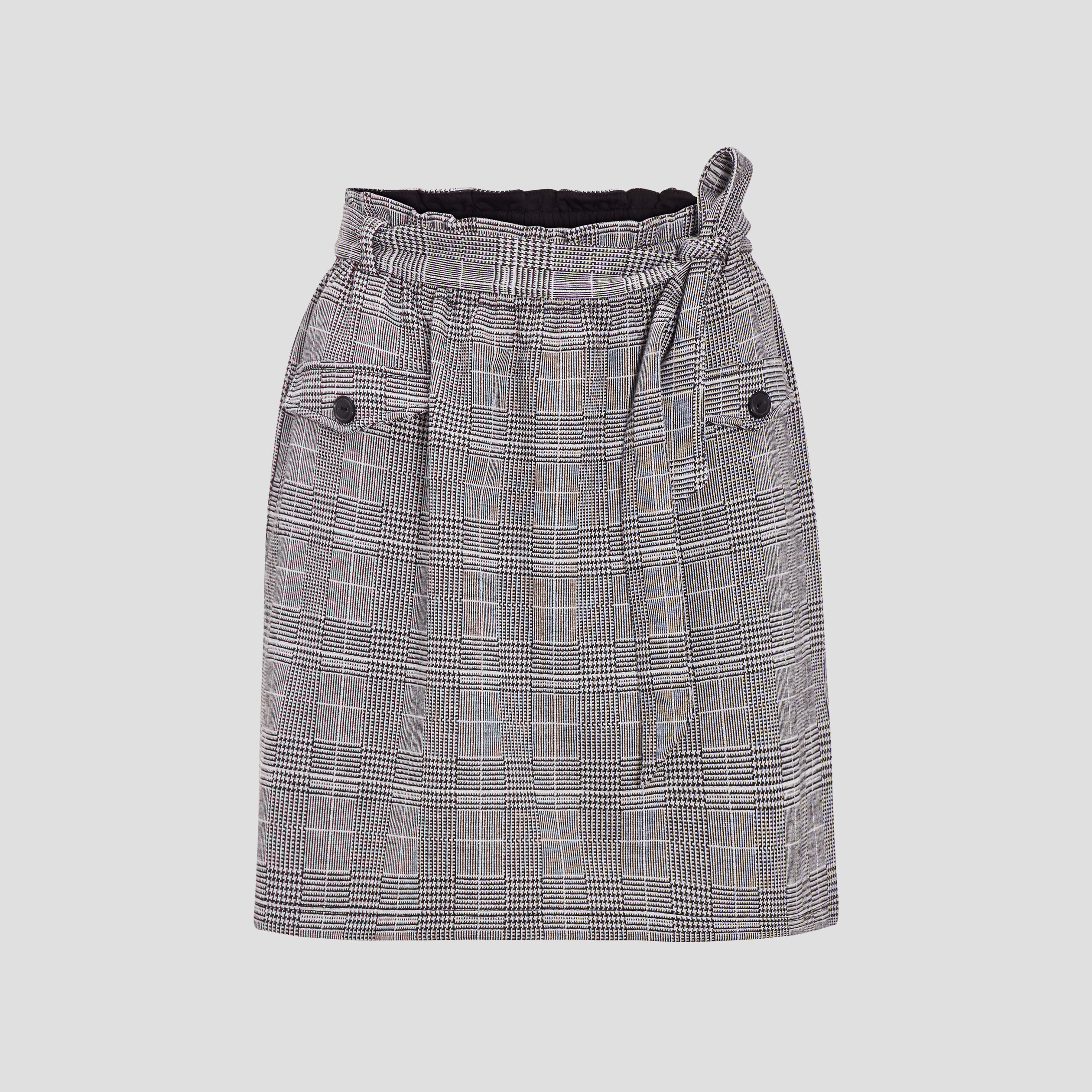 Jupe droite ceinturée gris femme