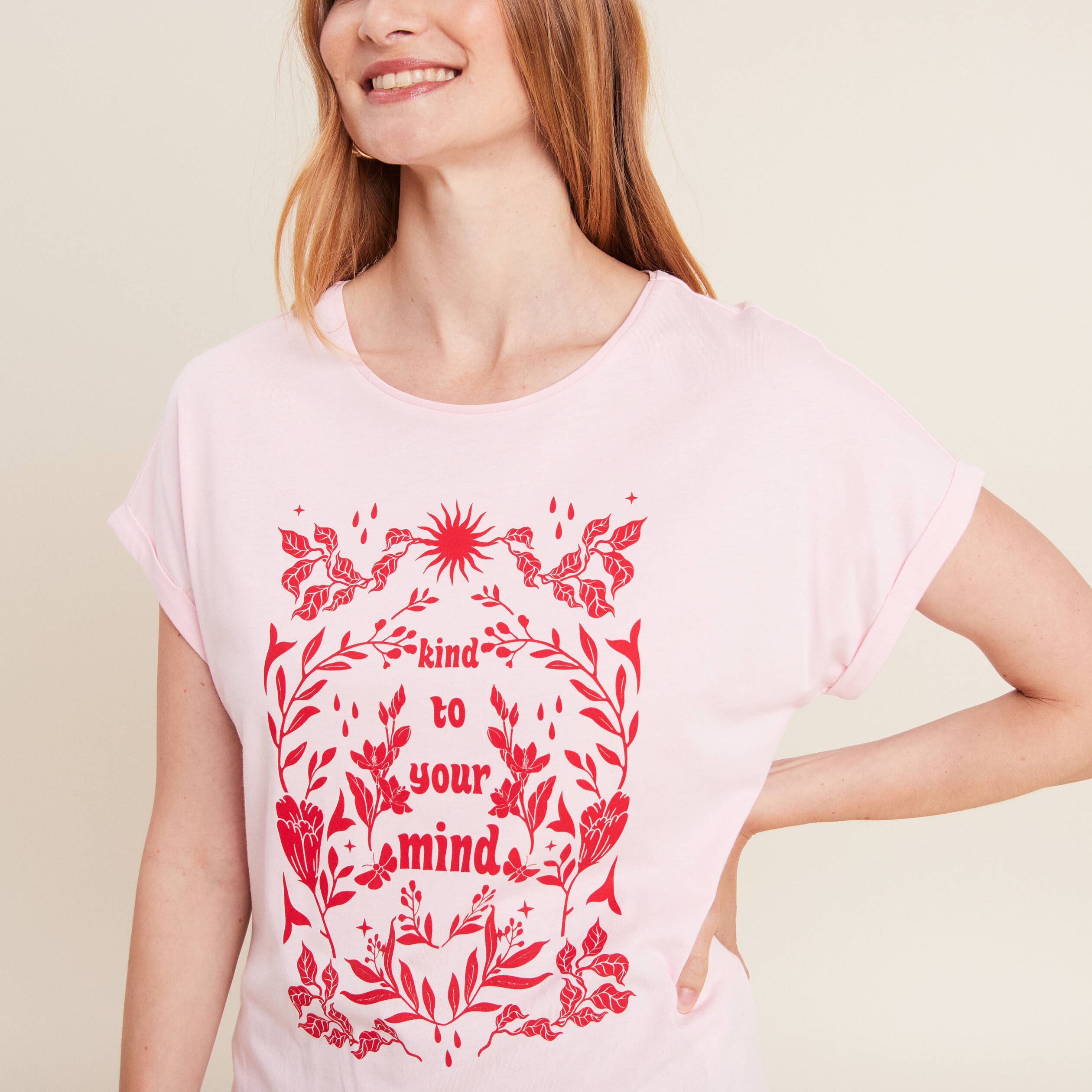 T-shirt manches courtes rose femme