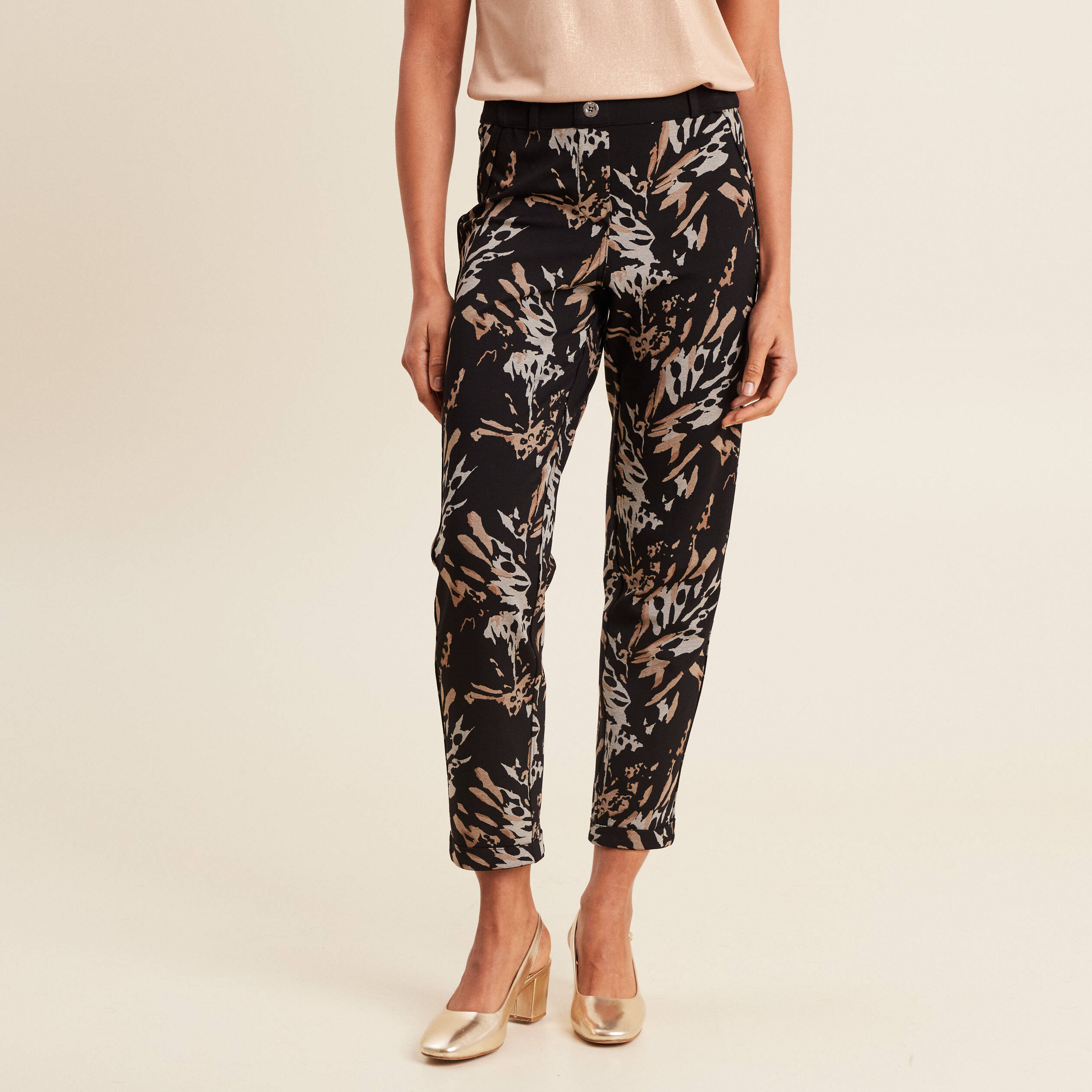 Pantalon droit réversible noir femme