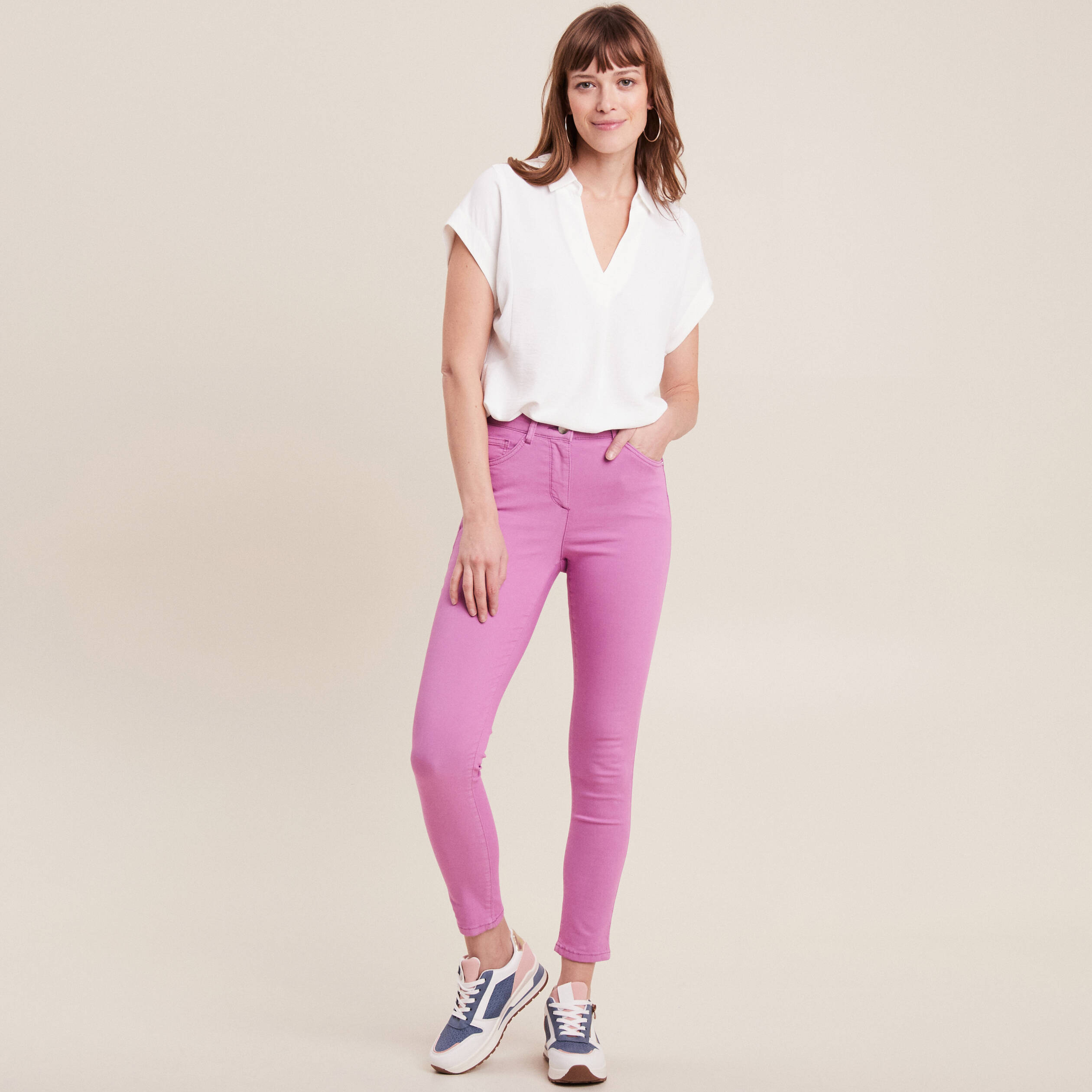 Pantalon magique Le L&eacute;ger coupe ajust&eacute;e mauve femme