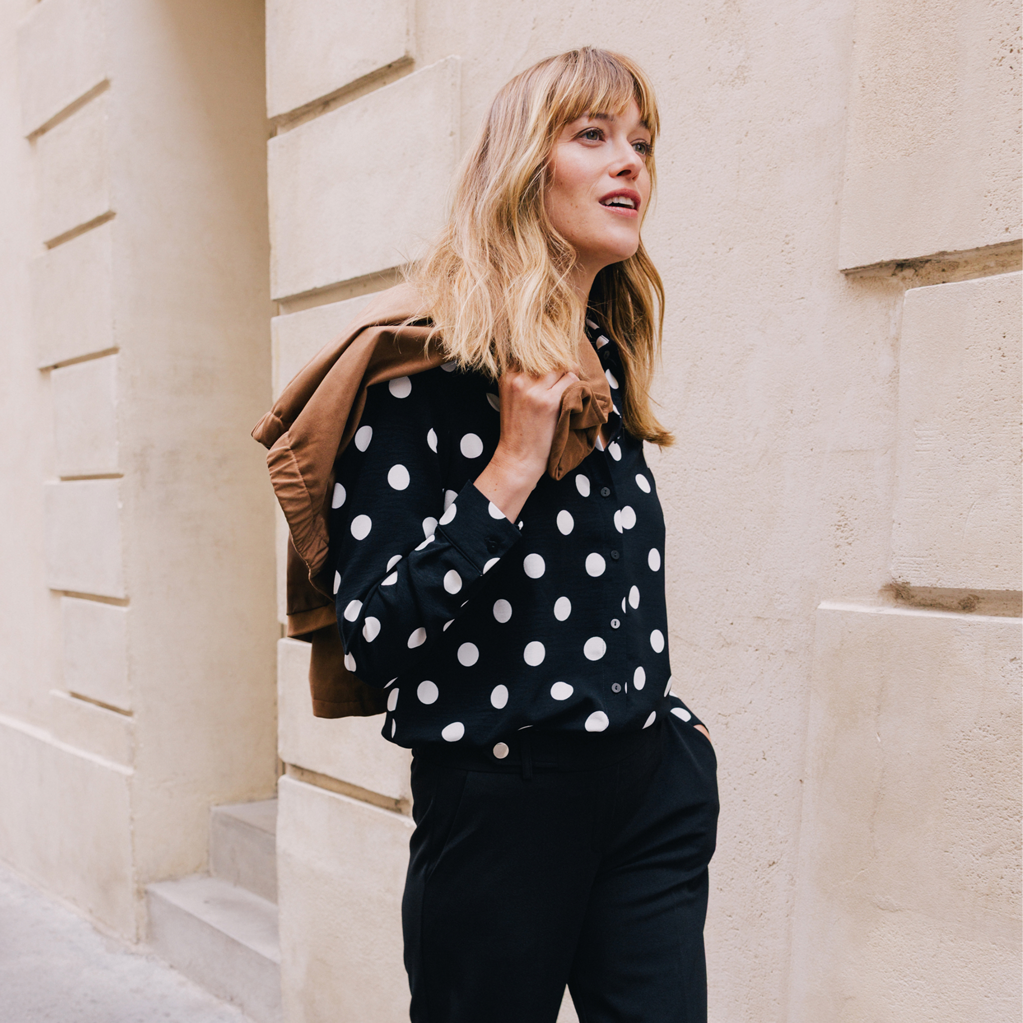 Chemise fluide manches longues noir femme