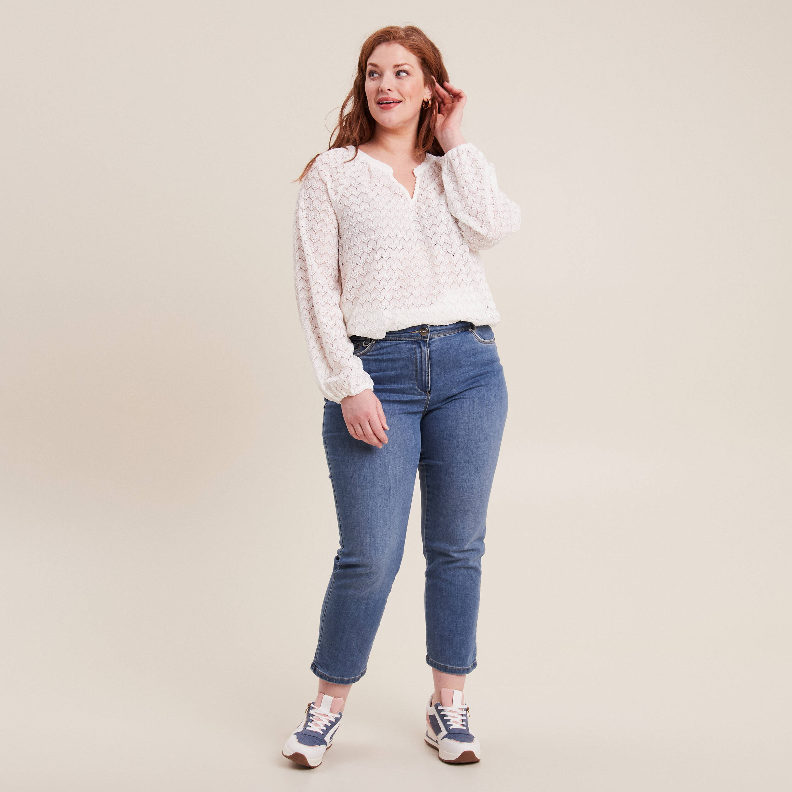 Jean droit 7/8ème denim stone femme