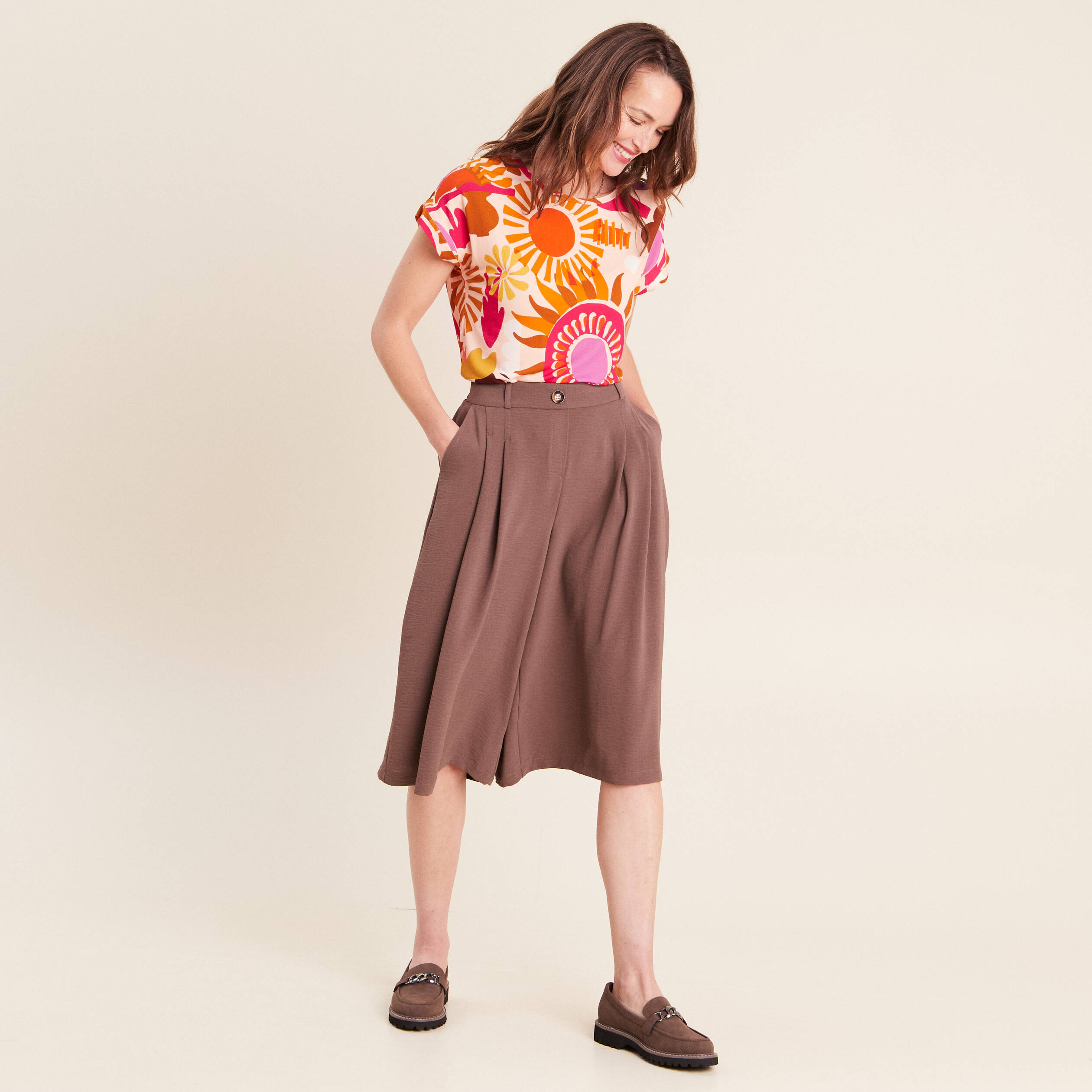 T-shirt manches courtes multicolore femme