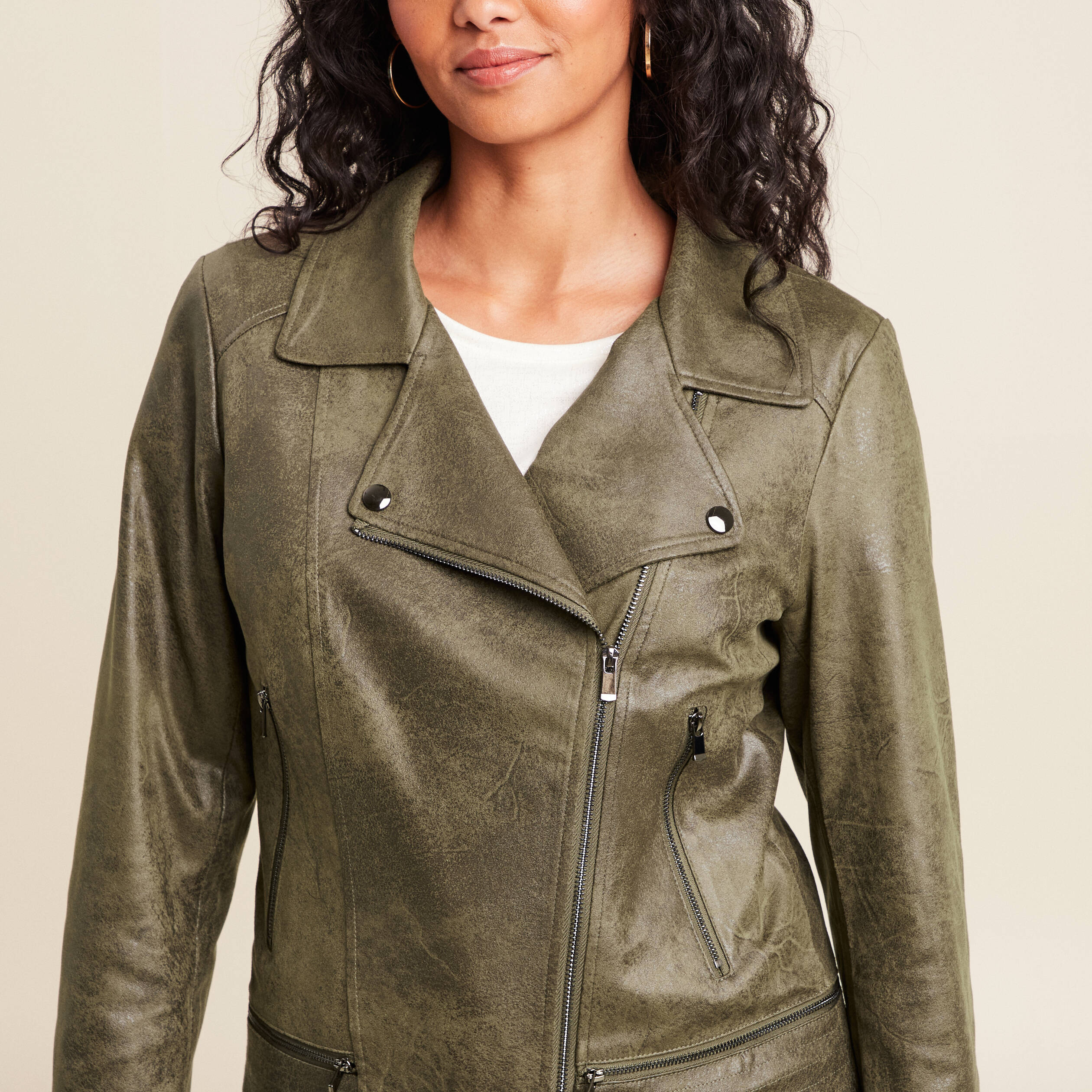 Veste esprit motard zippée noir femme | Bréal