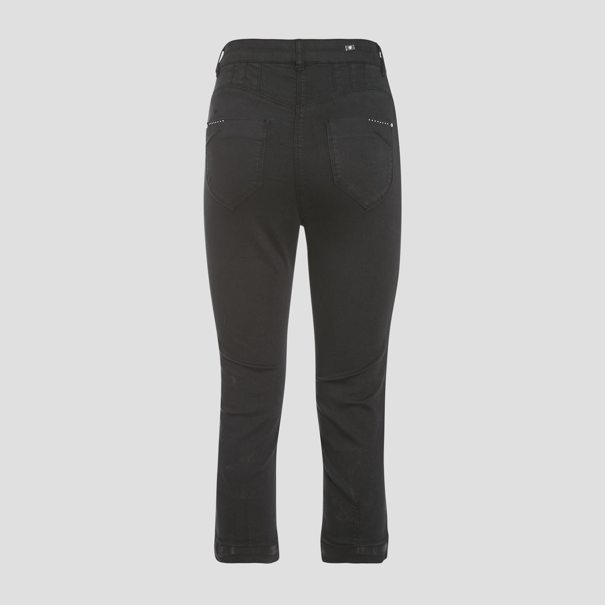 Pantacourt droit taille haute noir femme