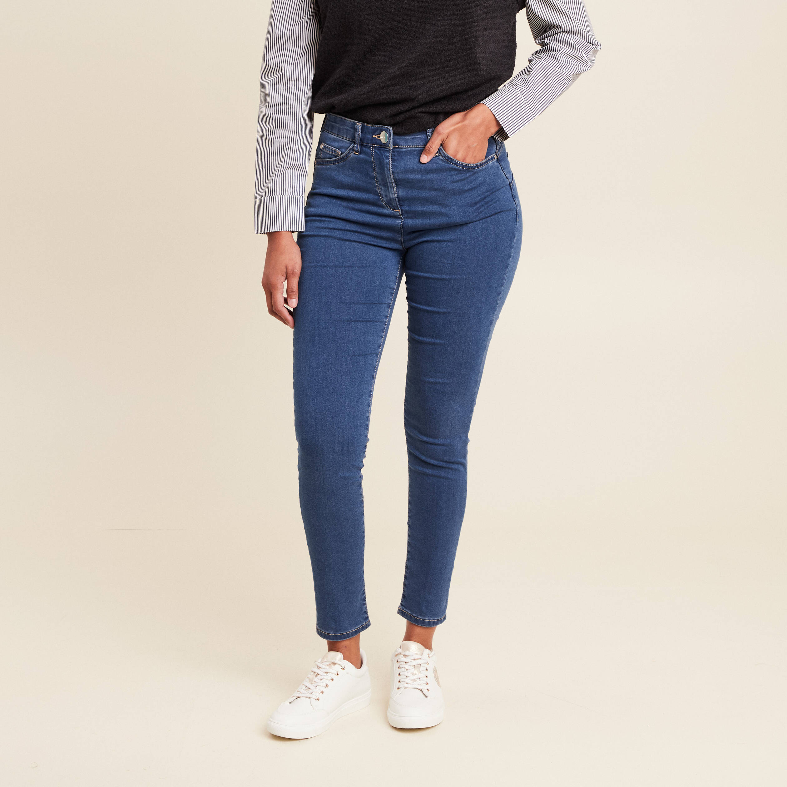 jeans leger taille standard 78eme denim double stone femme Jeans léger taille standard 7/8ème denim double stone femme
