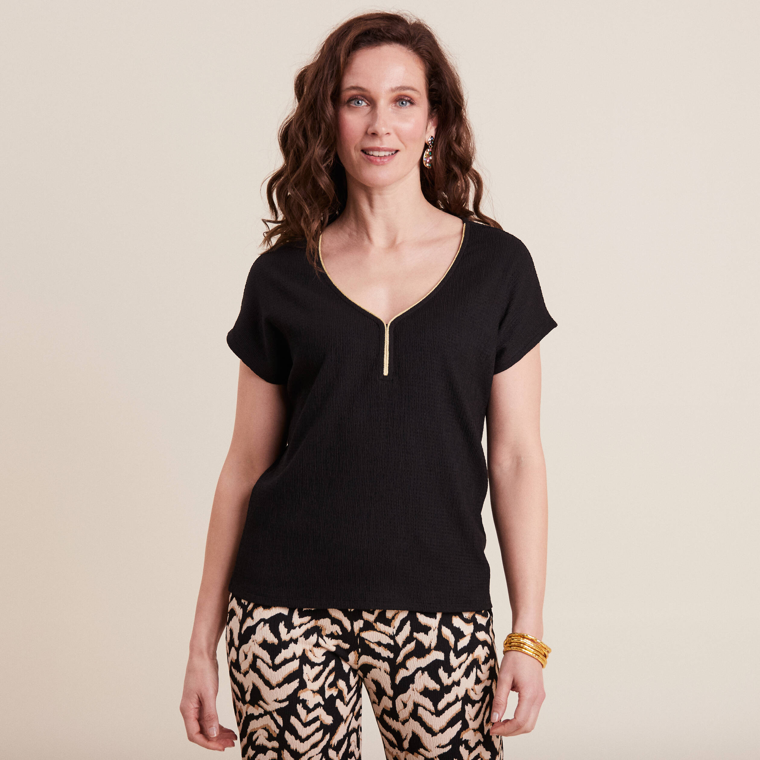 T-shirt manches courtes noir femme