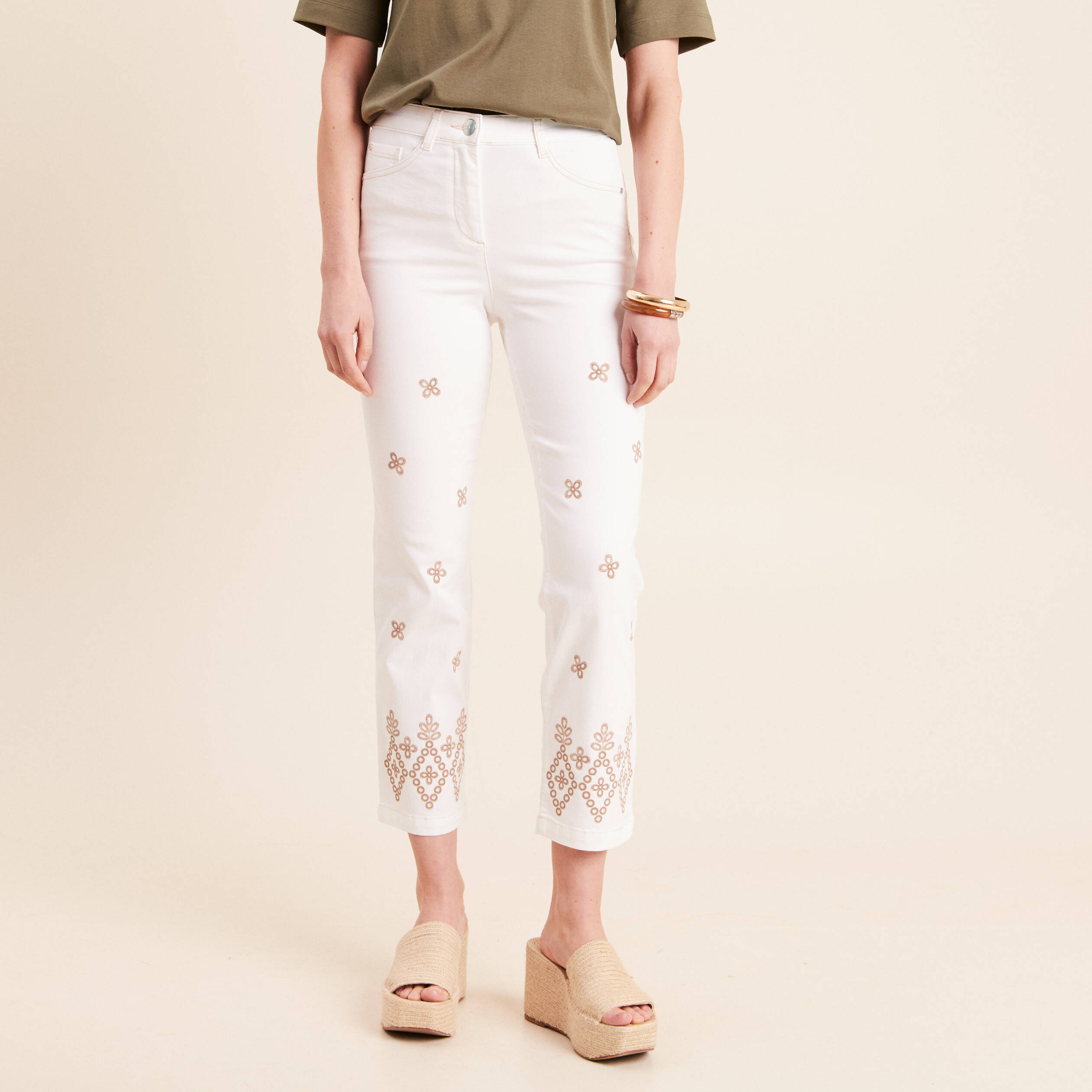 Pantalon magique Le L&eacute;ger coupe droite beige femme