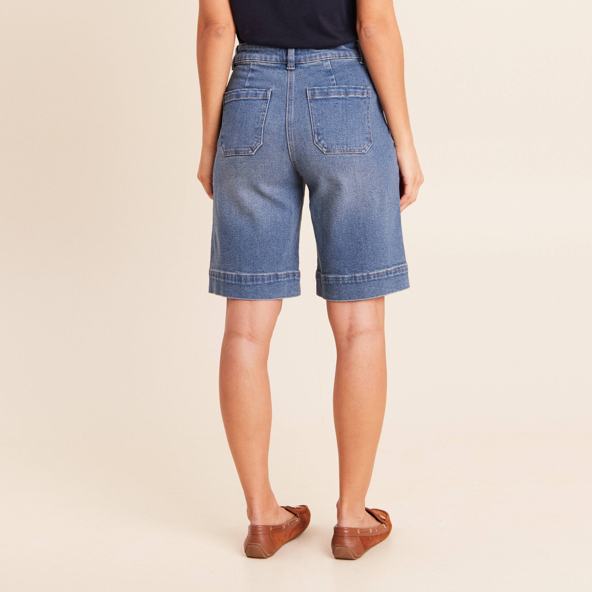 Bermuda en denim denim stone femme