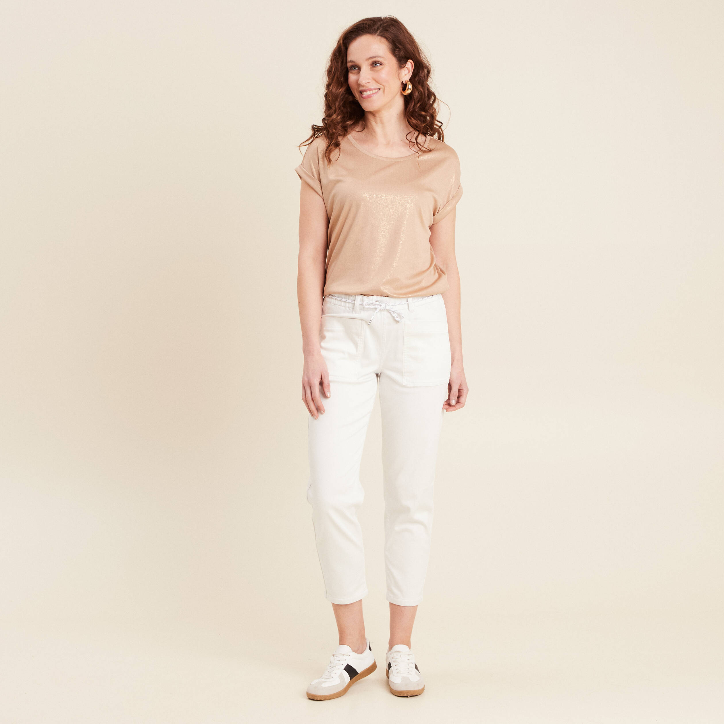 Pantalon droit réversible blanc femme