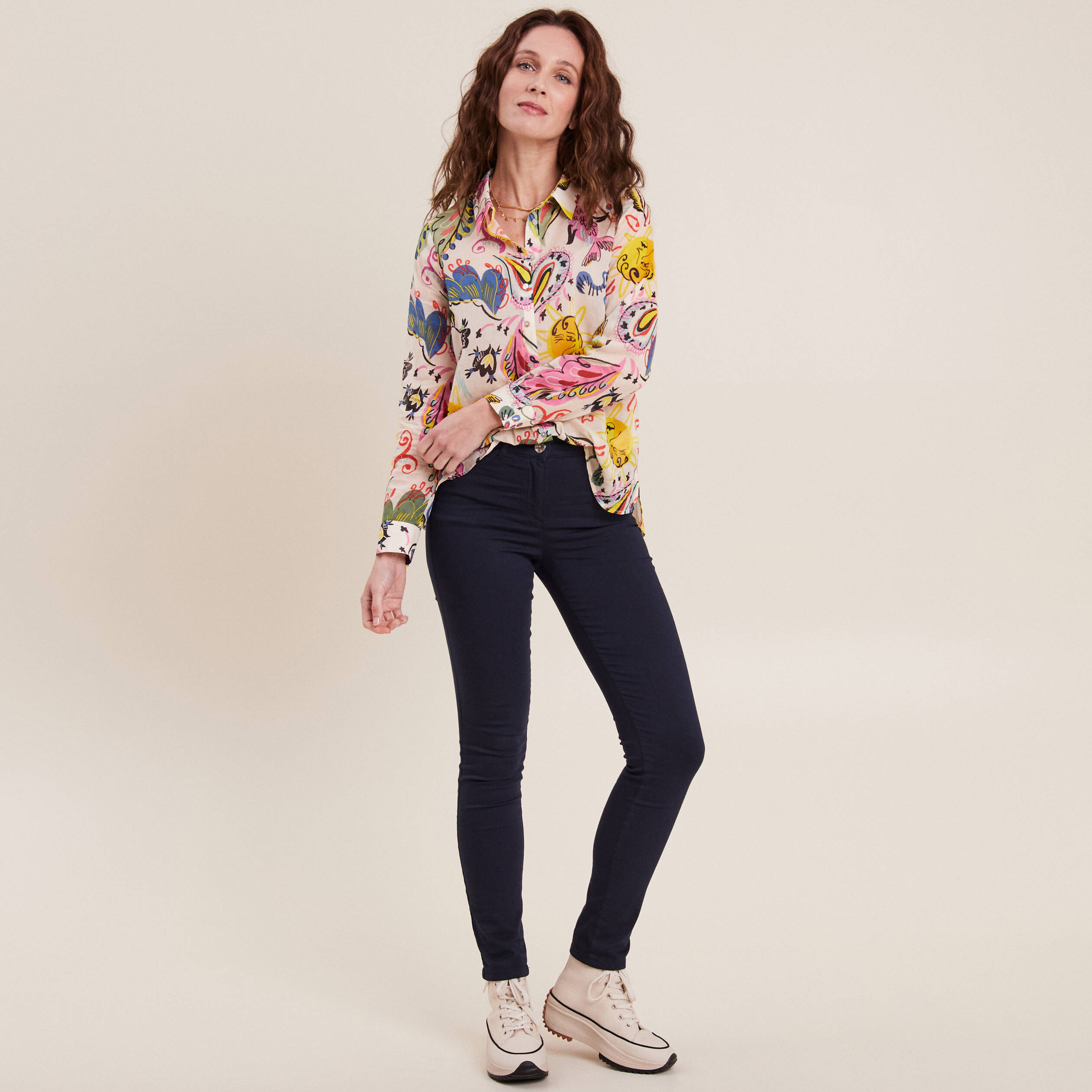 pantalon leger taille standard long bleu marine femme Pantalon léger taille standard long bleu marine femme
