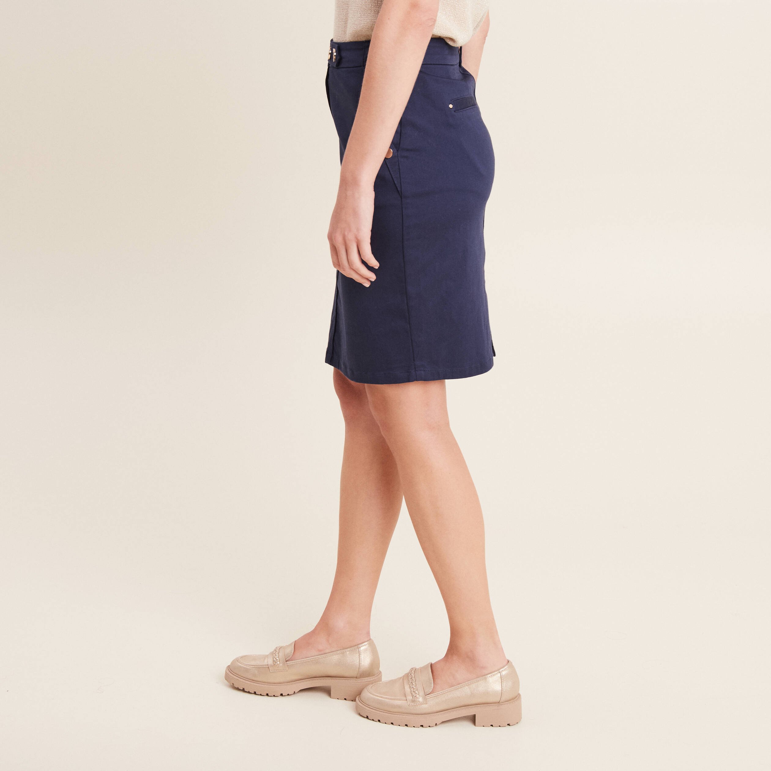 Jupe droite a pont bleu marine femme Breal