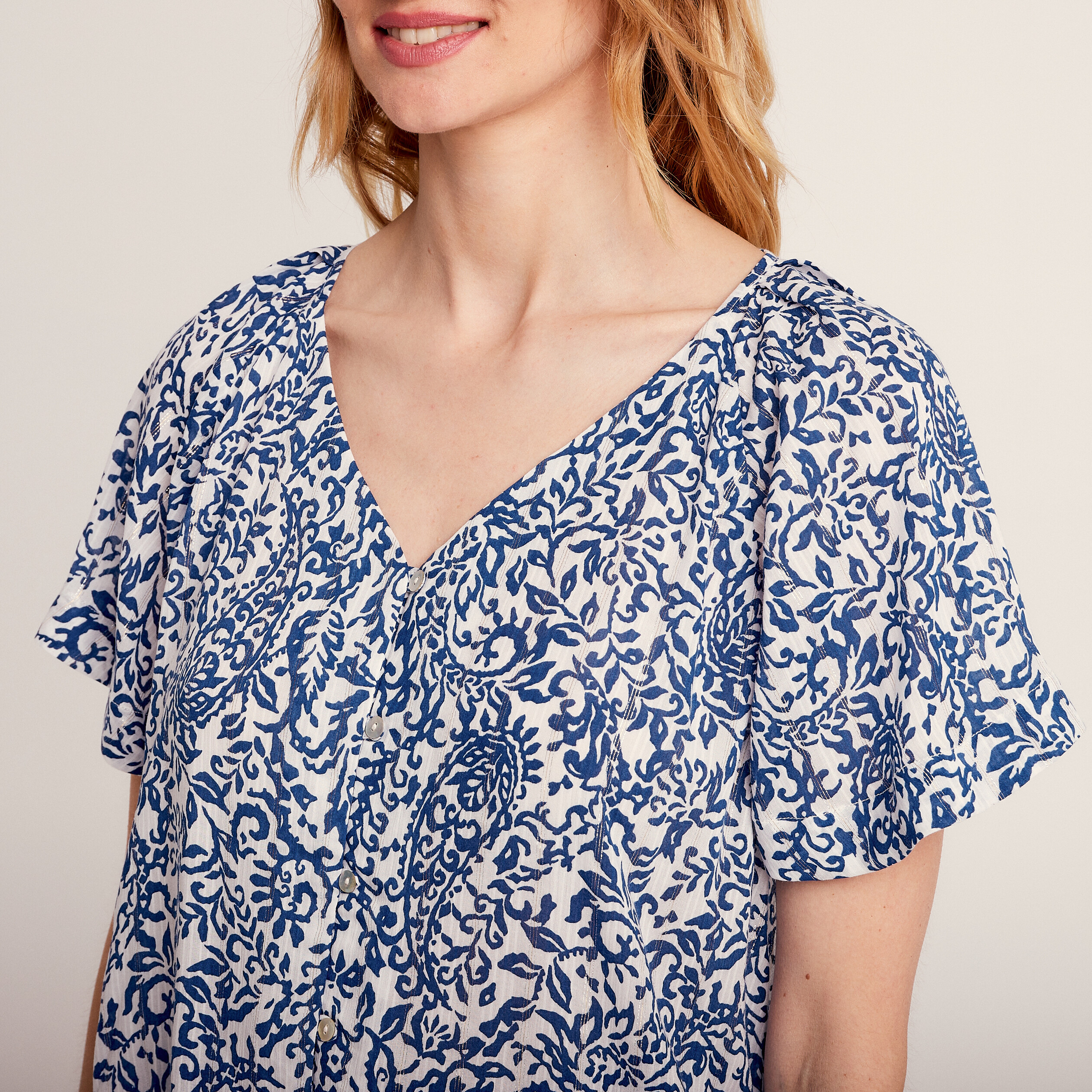 Blouse manches courtes blanc femme